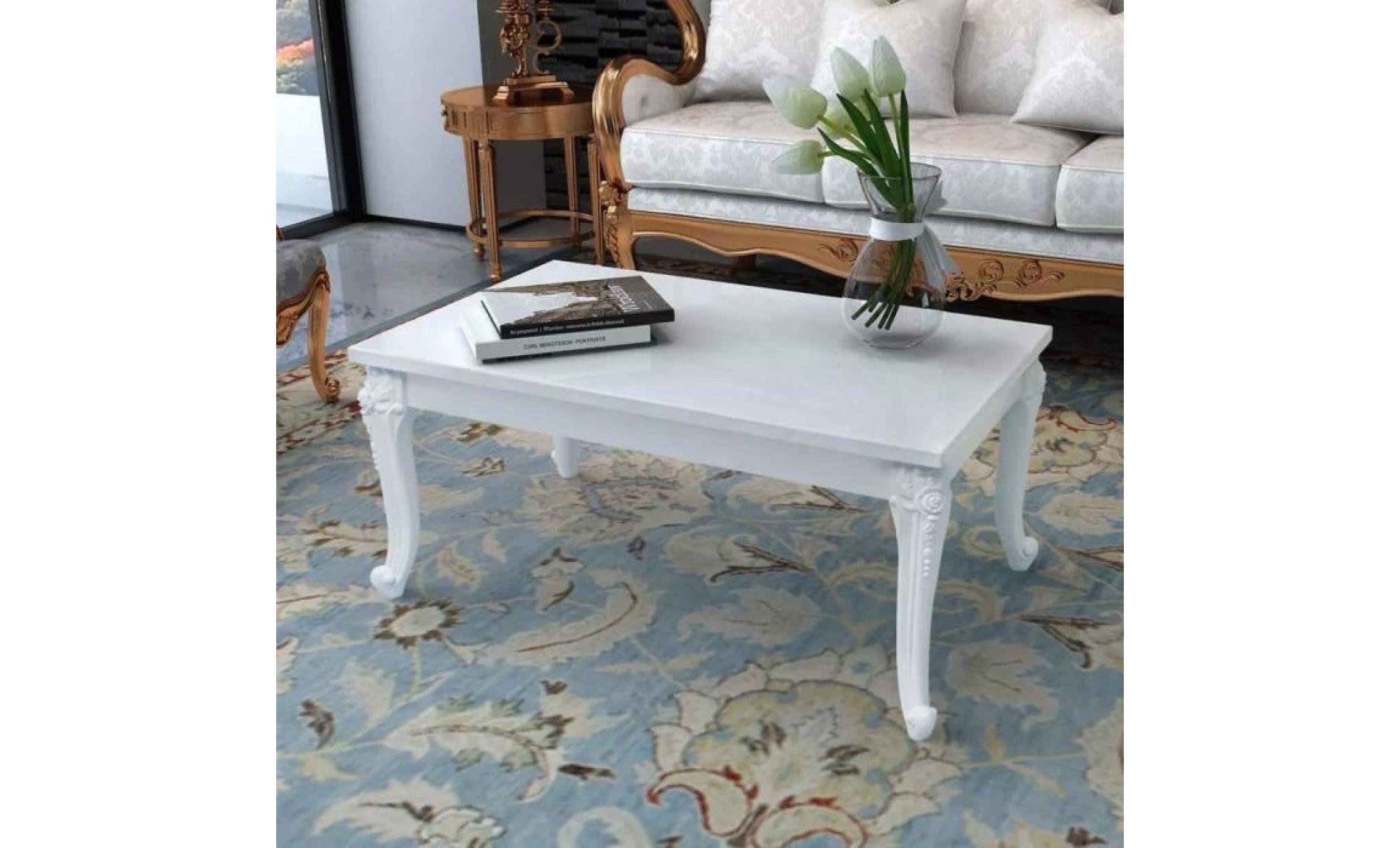 table basse de salon meuble de salon 100 x 60 x 42 cm laquée blanc