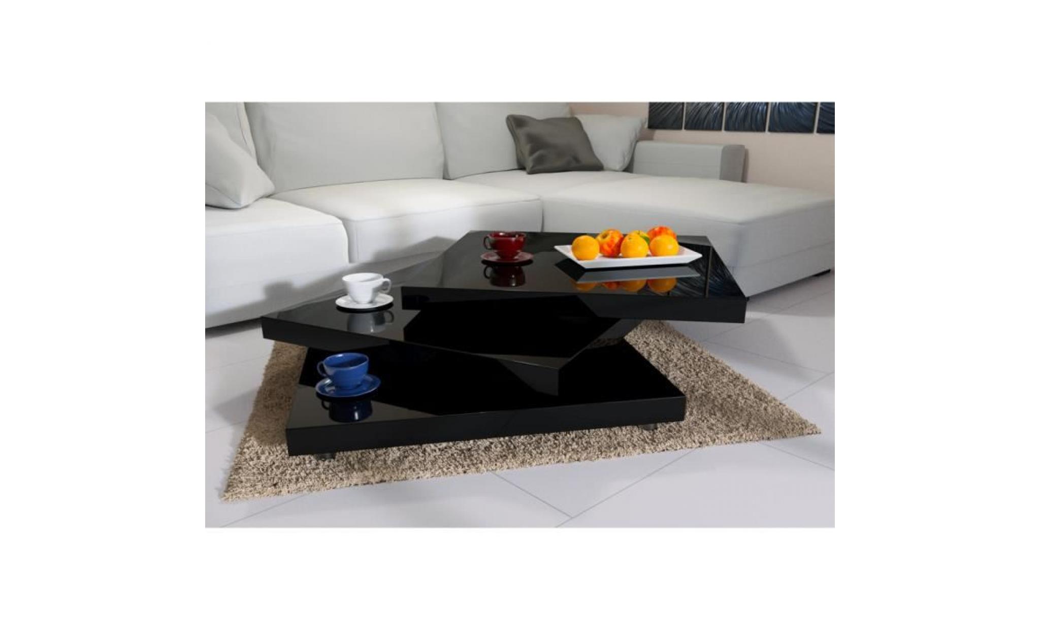 table basse de salon noir moderne 60x60cm laquée brillante rotative à 360° table intérieur charge max. 20 kg pas cher