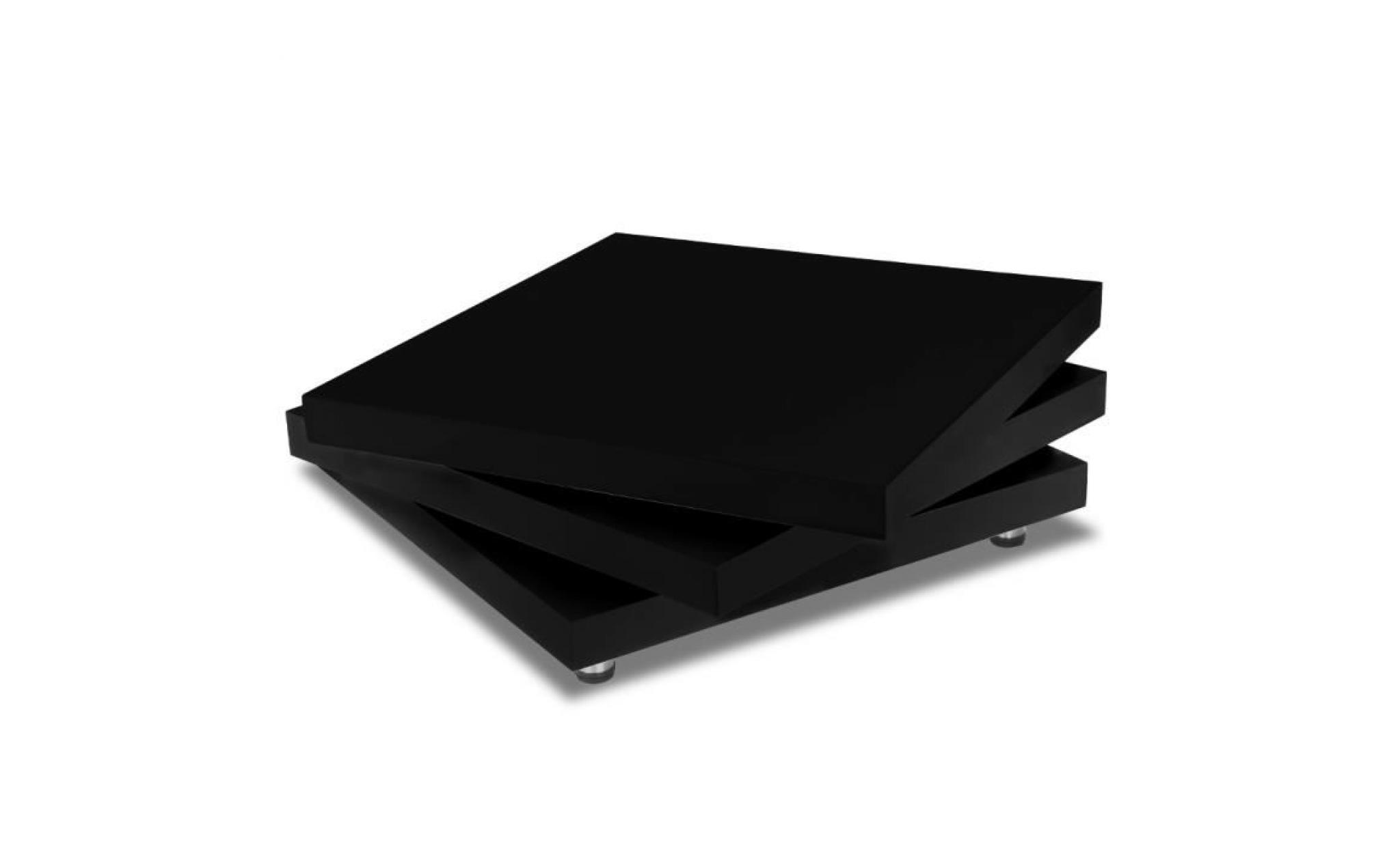 table basse de salon noir moderne 80x80cm laquée brillante rotative à 360° table intérieur charge max. 20 kg pas cher