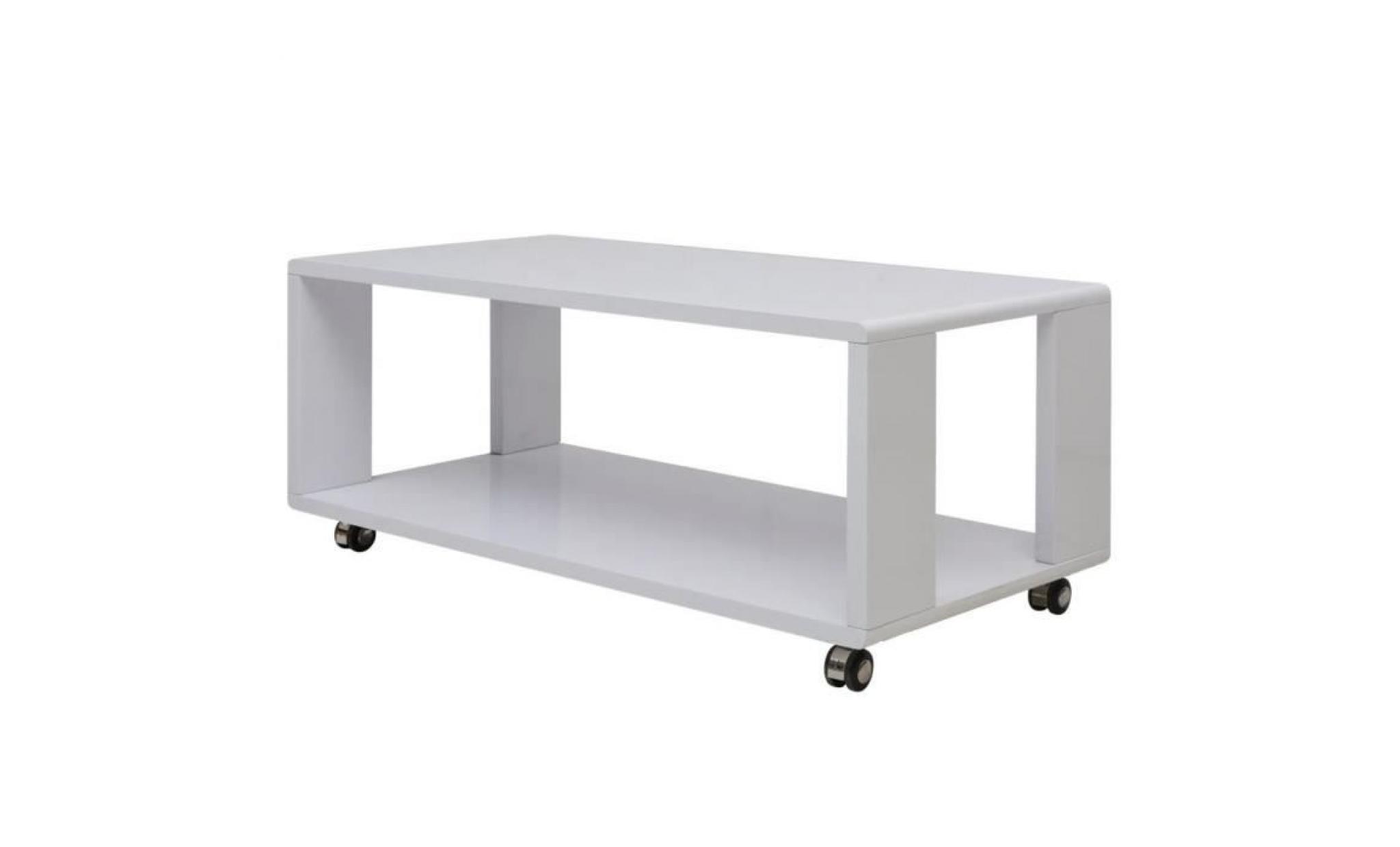 table basse de salon scandinave  110 x 55 x 46 cm style contemporain industriel consoles brillante blanc
