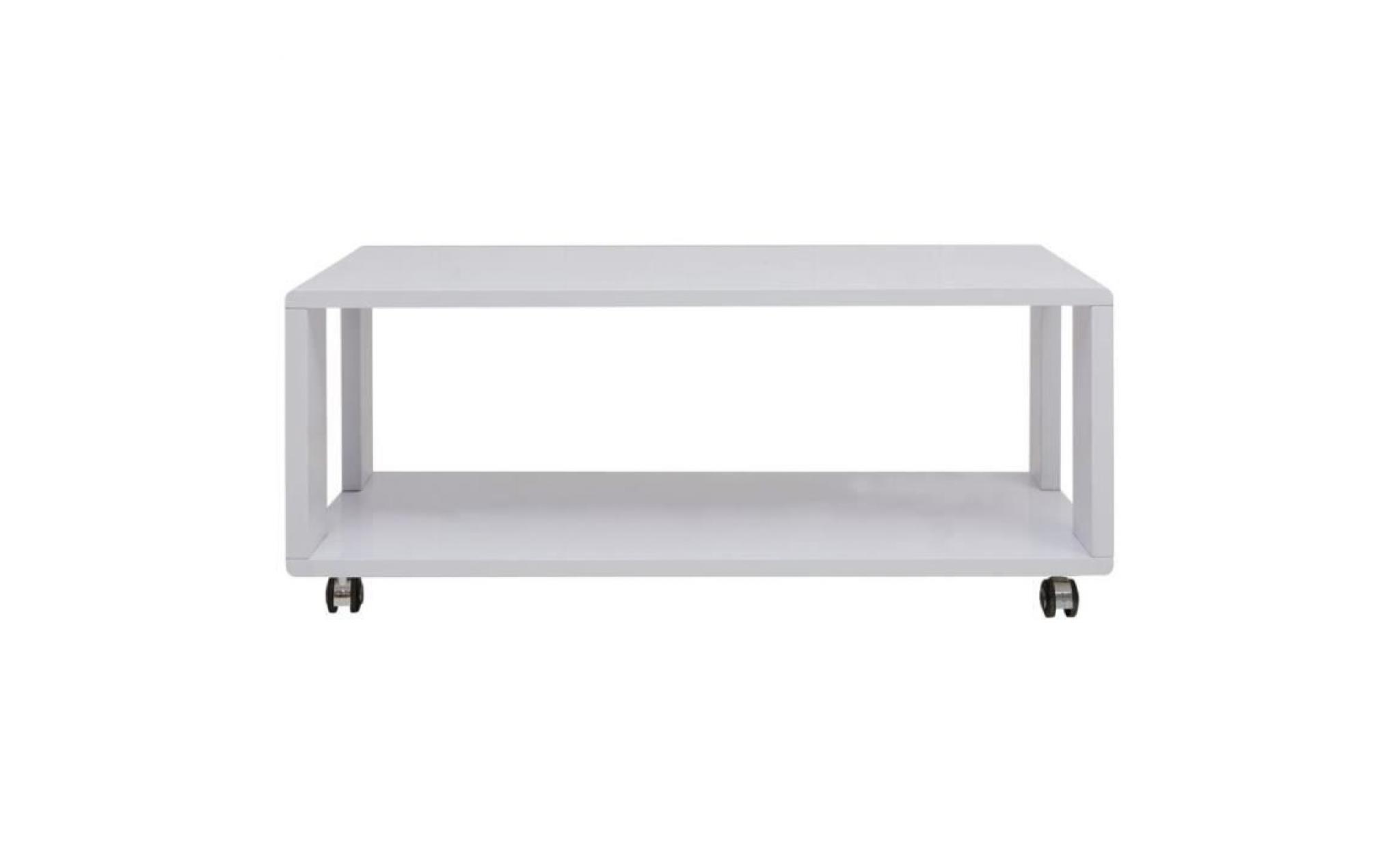 table basse de salon scandinave  110 x 55 x 46 cm style contemporain industriel consoles brillante blanc pas cher