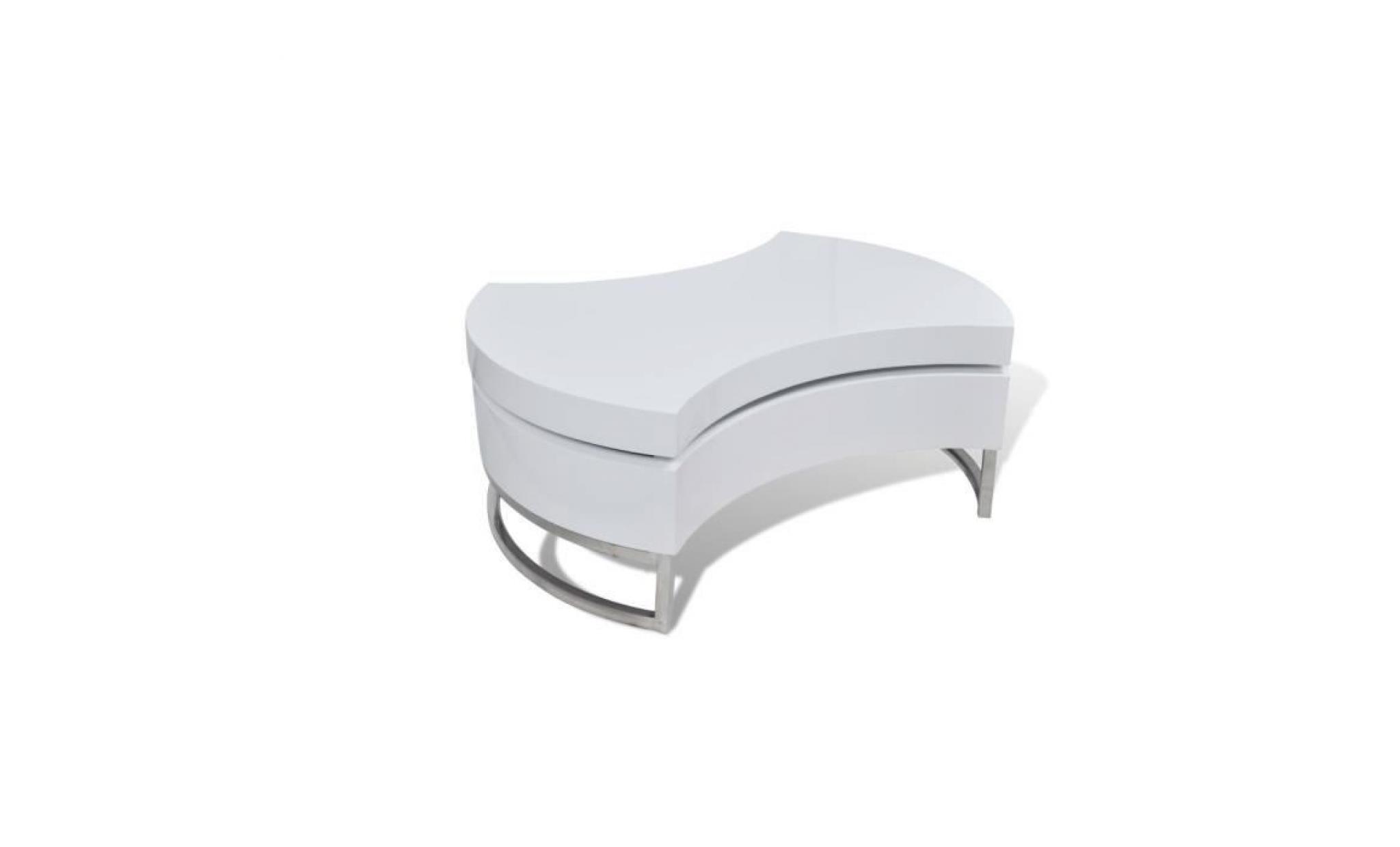 table basse de salon scandinave  80 x 32,5 cm style contemporain industriel consoles à forme réglable haute brillance blanc pas cher