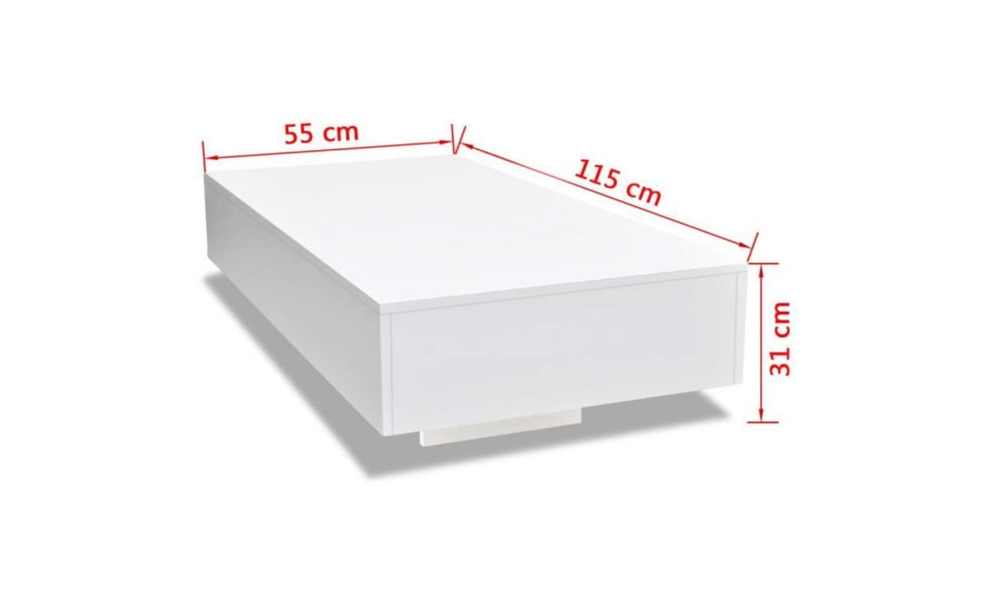 table basse de salon scandinave 85 x 55 x 31 cm style contemporain industriel consoles haute brillance blanche pas cher