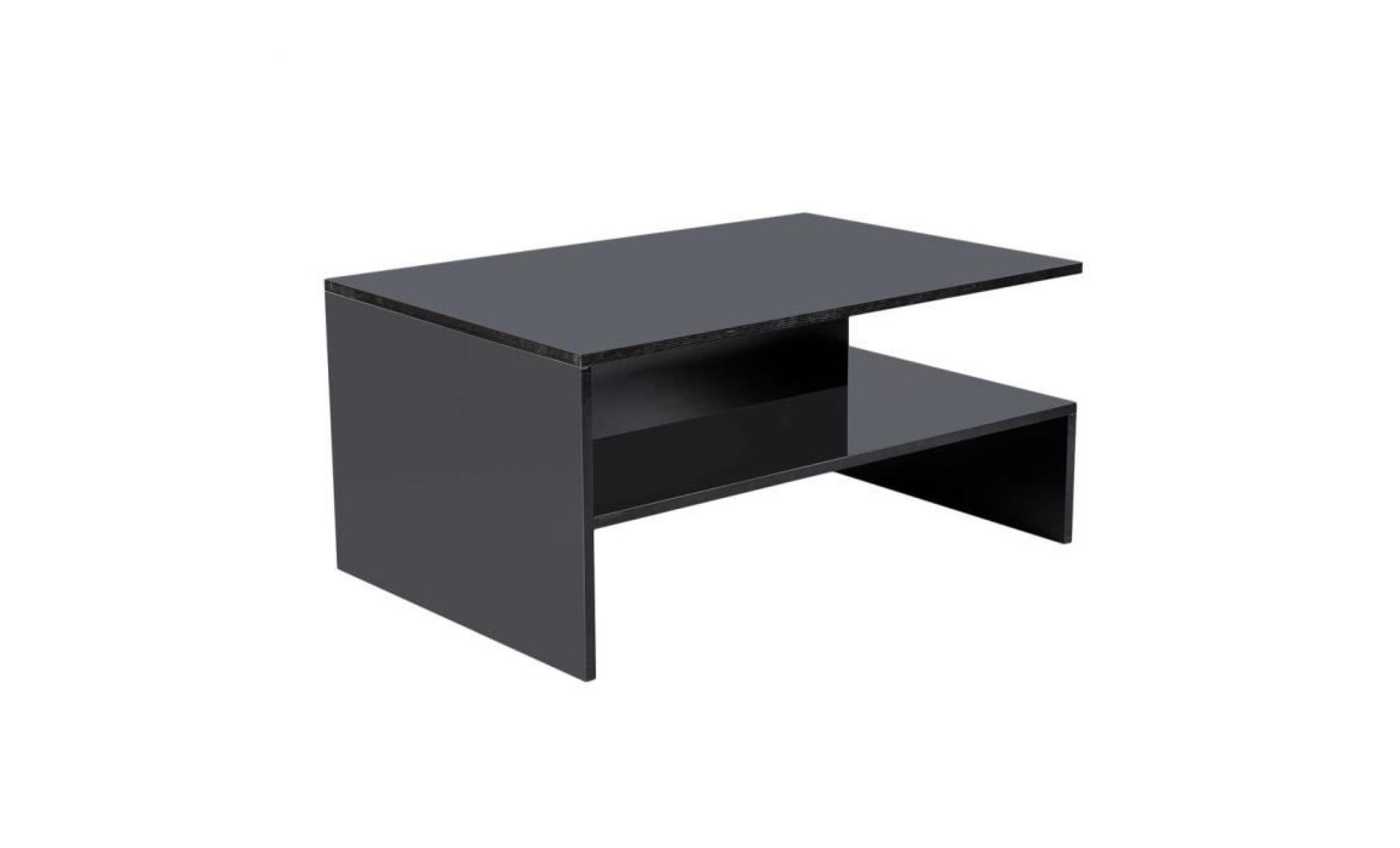 table basse de salon, table basse rectangulaire avec rangement mélaminé 90x60x43cm  noir