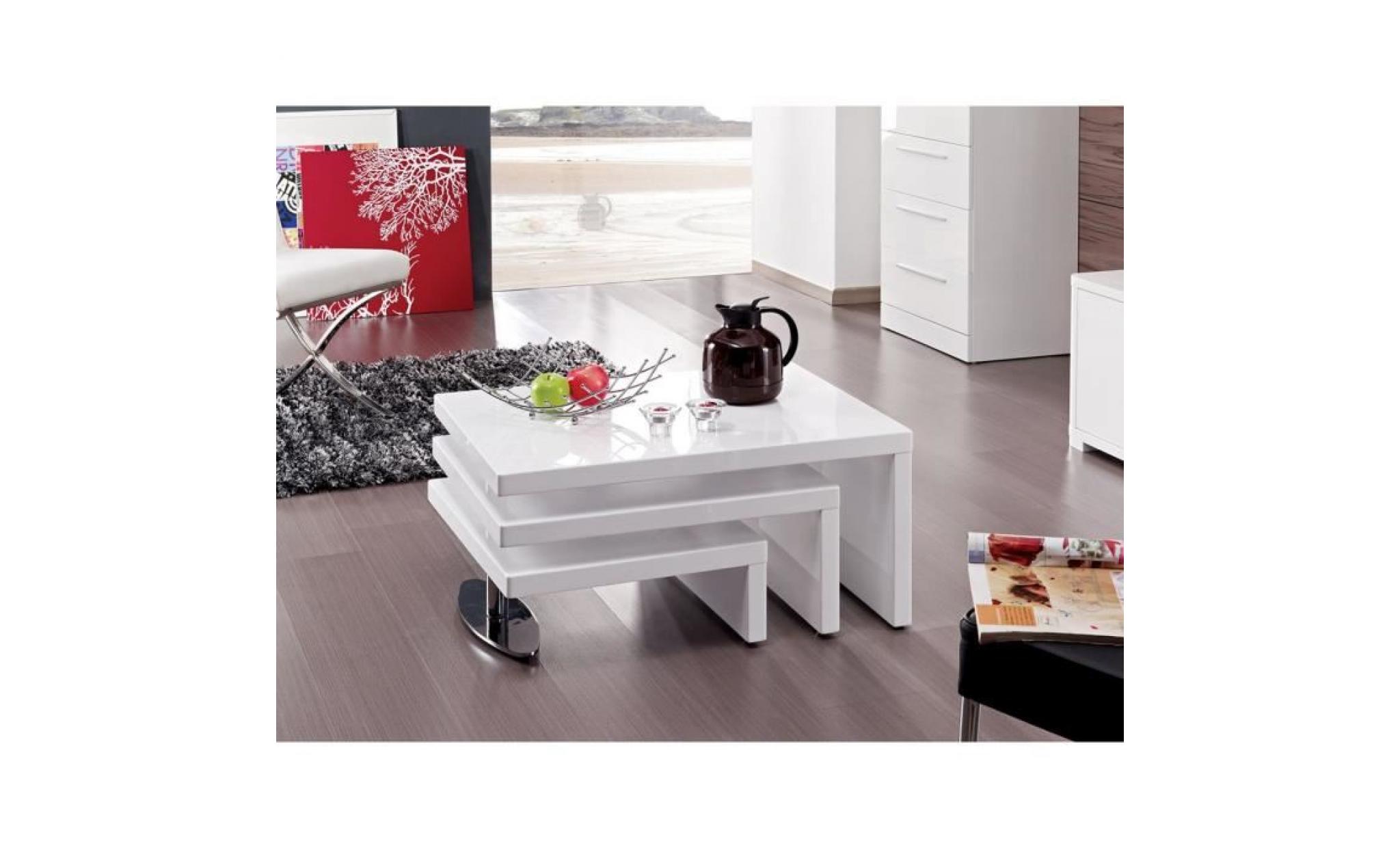 table basse design elysa en mdf laque blanc   80 x