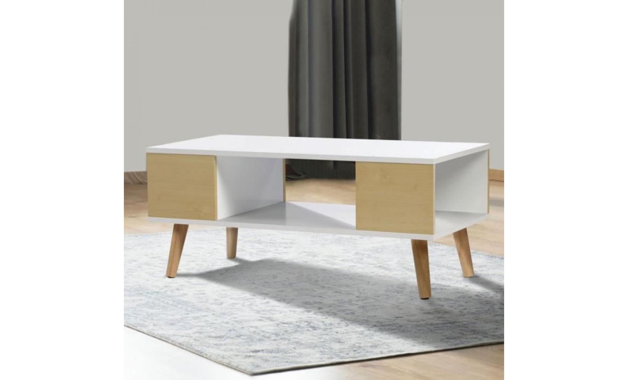 table basse effie scandinave bois blanc et imitation hêtre
