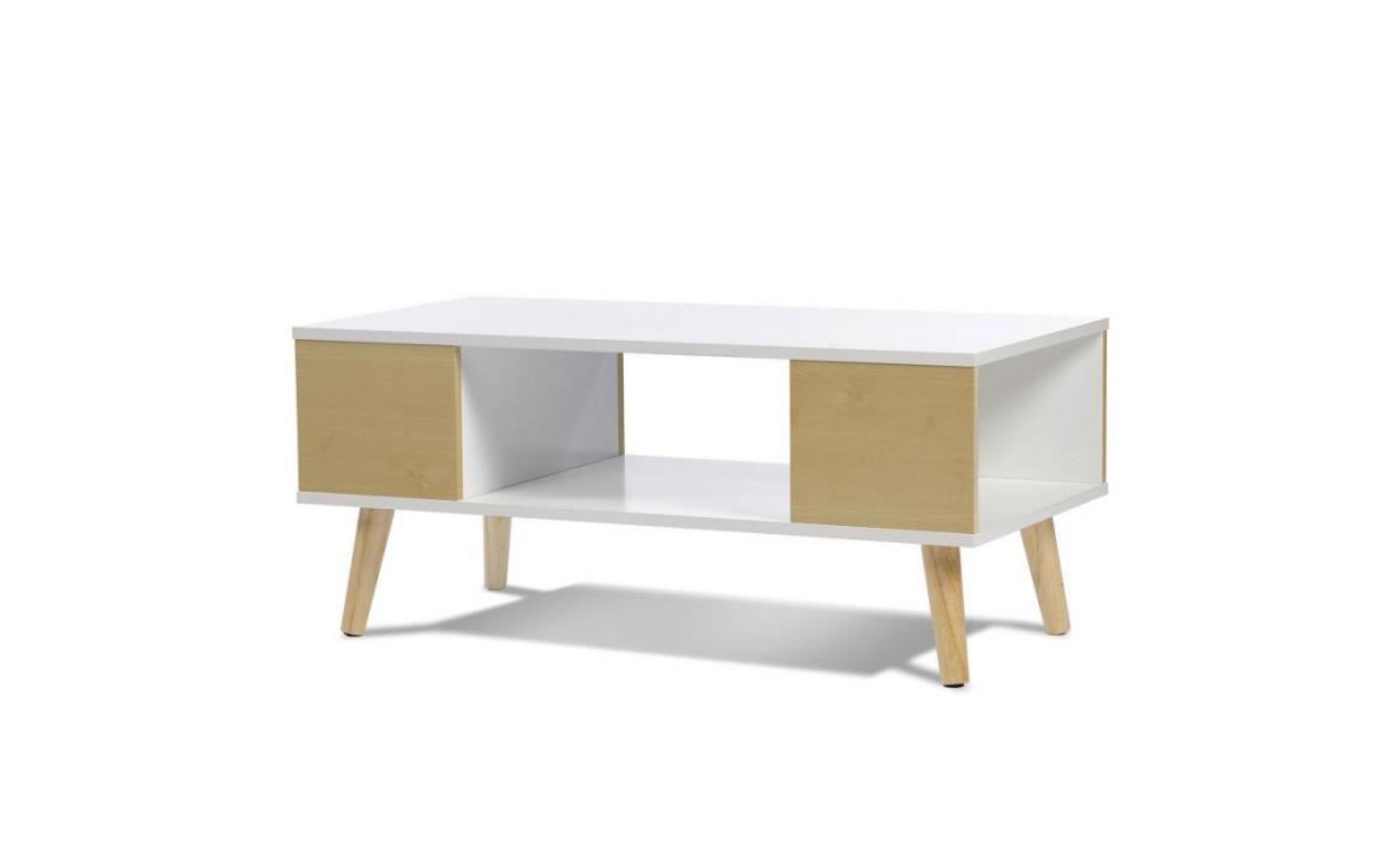 table basse effie scandinave bois blanc et imitation hêtre pas cher