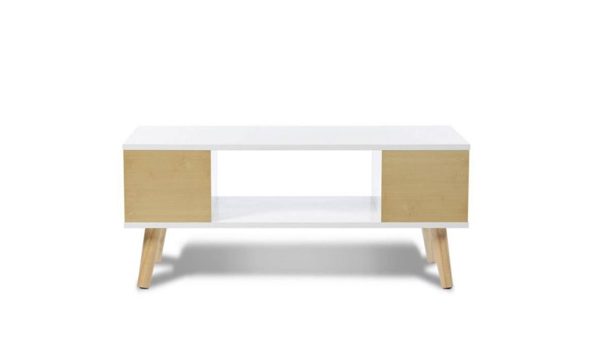 table basse effie scandinave bois blanc et imitation hêtre pas cher