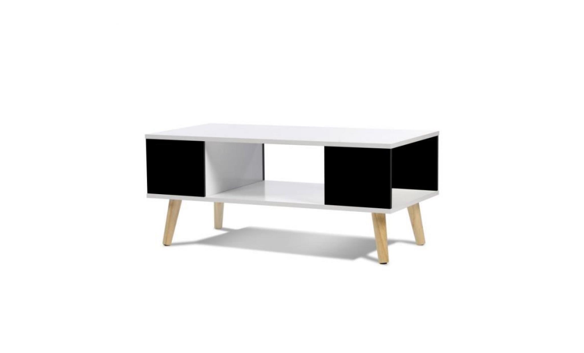 table basse effie scandinave bois blanc et noir pas cher