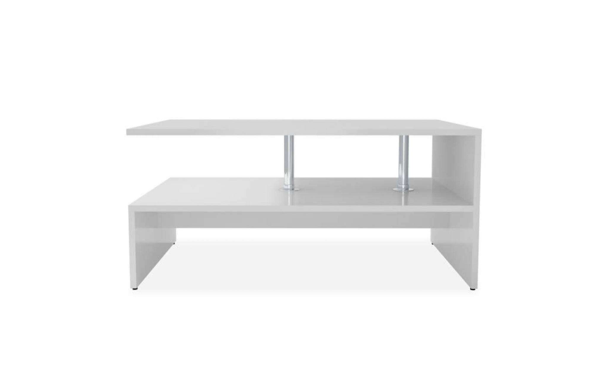 table basse en aggloméré style contemporain 90 x 59 x 42 cm blanc pas cher