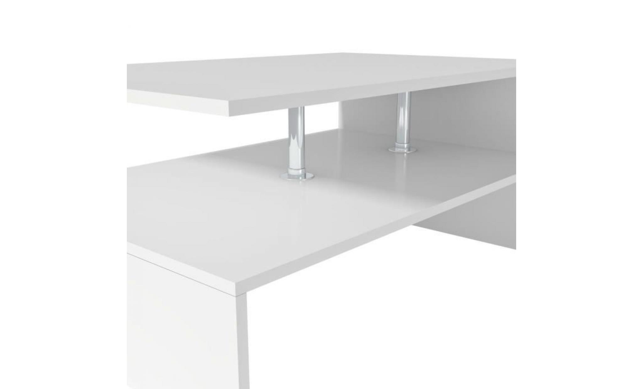 table basse en aggloméré style contemporain 90 x 59 x 42 cm blanc pas cher