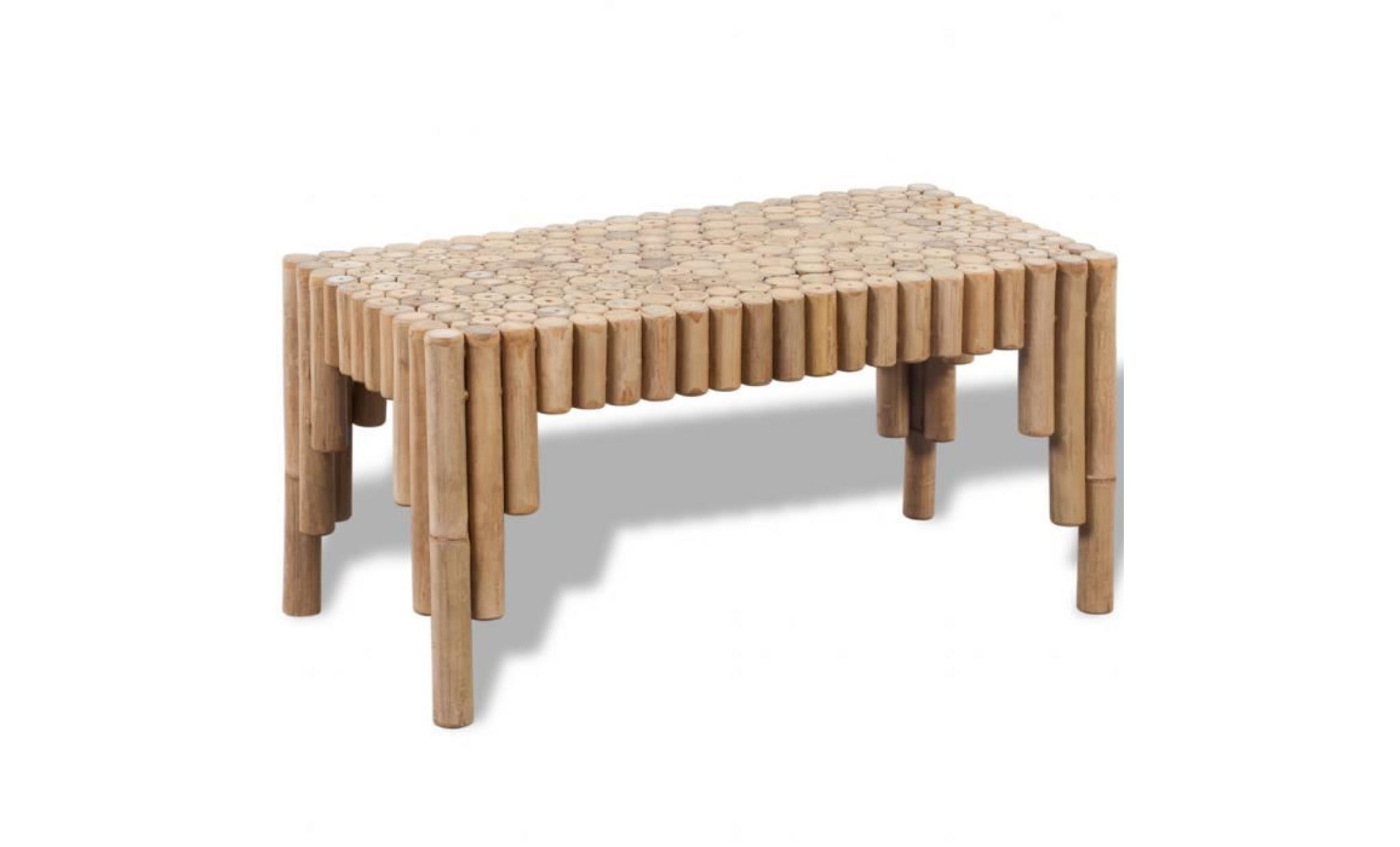 table basse en bois de bambou table de café à salon séjour 70 x 35 x 35 cm