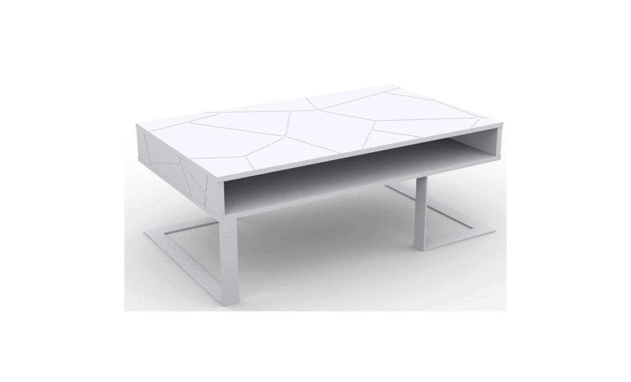 table basse en mdf blanc mat, pieds blanc   dim : l100 x p60 x h37,5cm