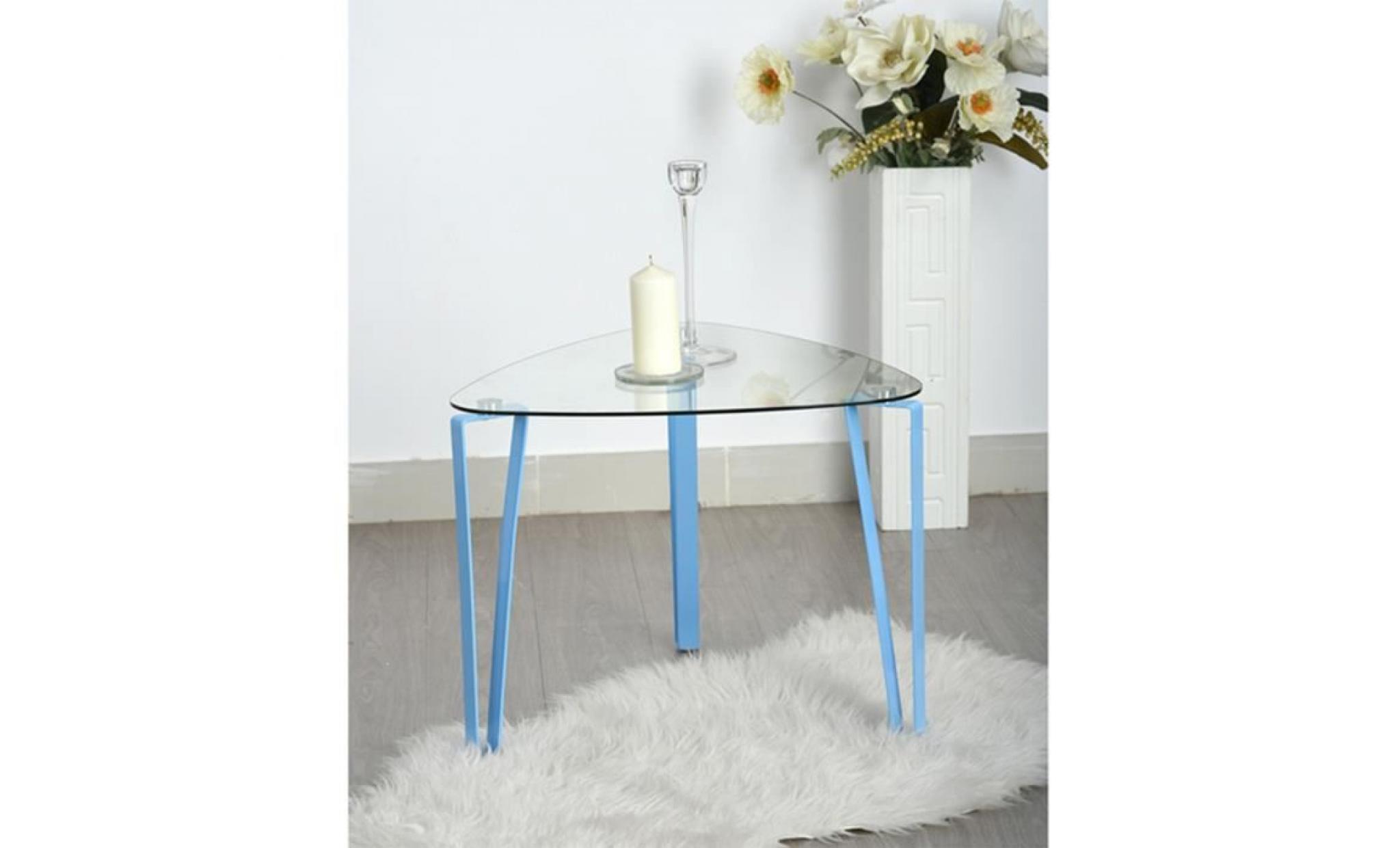 table basse en verre calicosy bleu pas cher