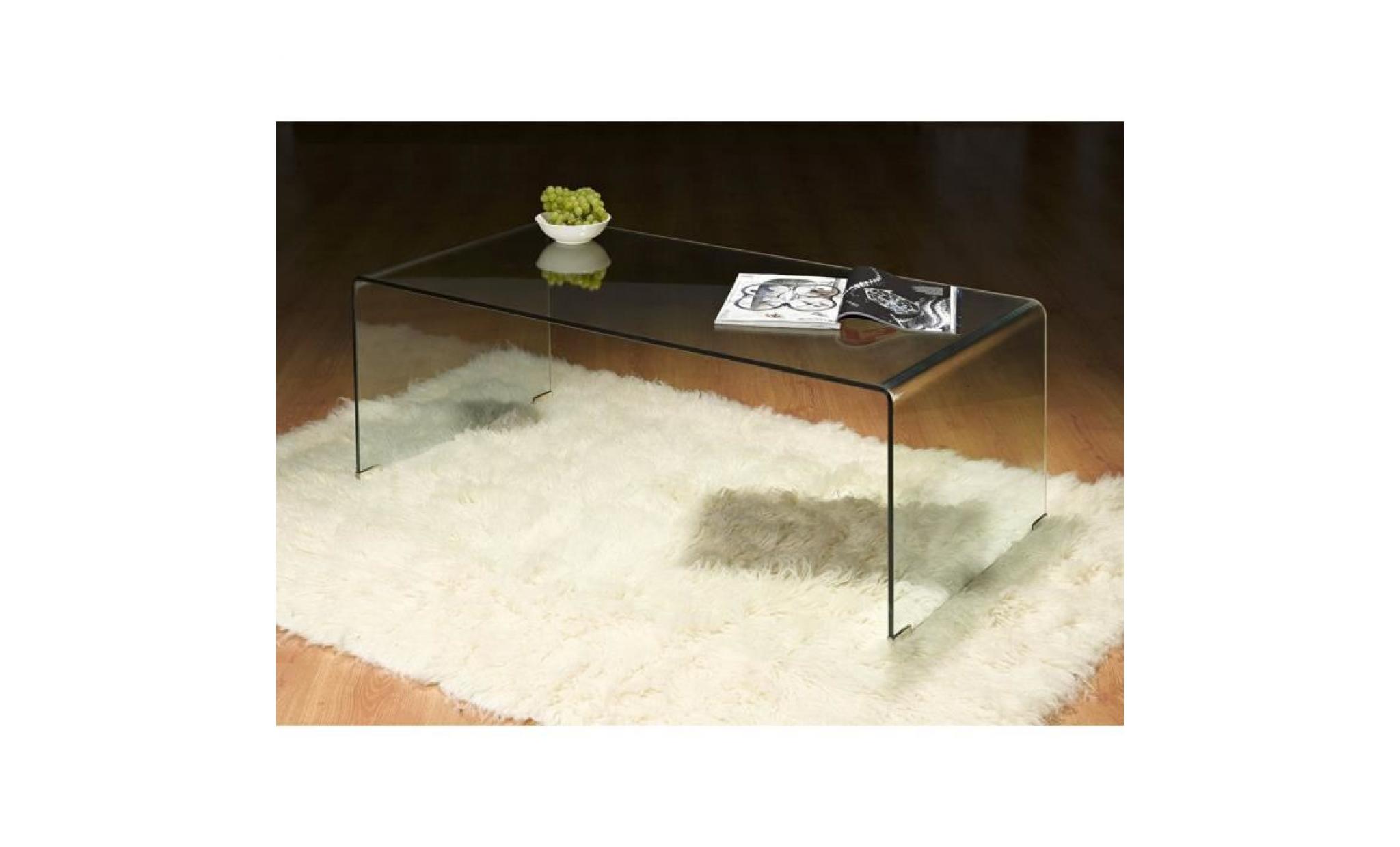 table basse en verre transparent courbé en verre de haute qualité livré monté 120 cm x 60 cm collection c omri p 45269 co pas cher