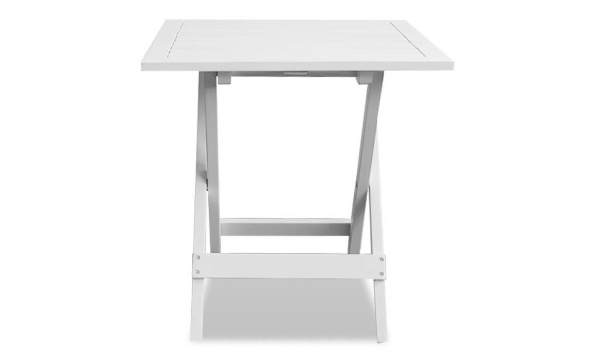 table basse étanche pliable en acacia table d'appoint de salon jardin terrasse 46 x 46 x 47 cm blanche pas cher