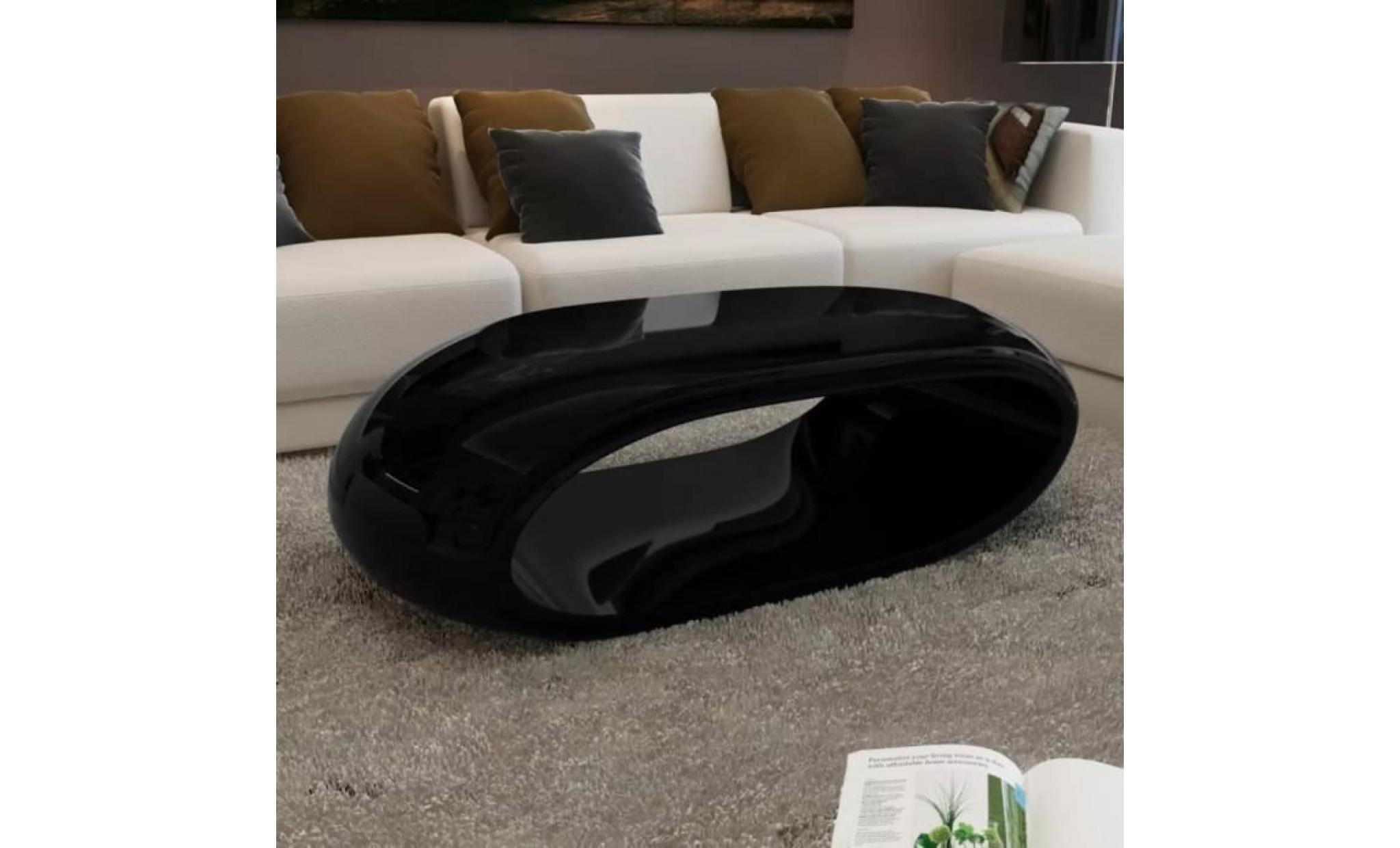 table basse fibre de verre noir brillant