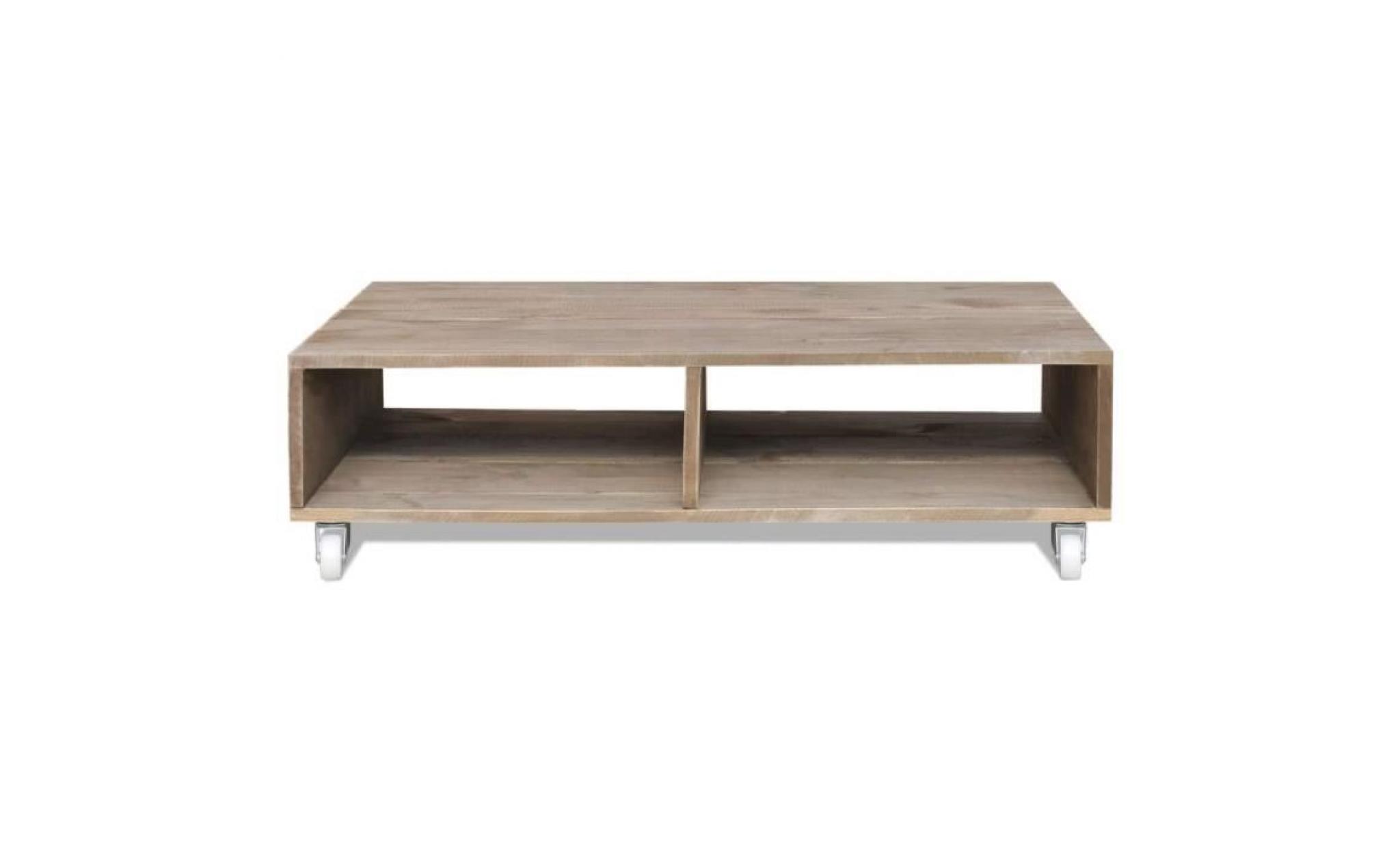 table basse haut qualité bois massif marron pas cher