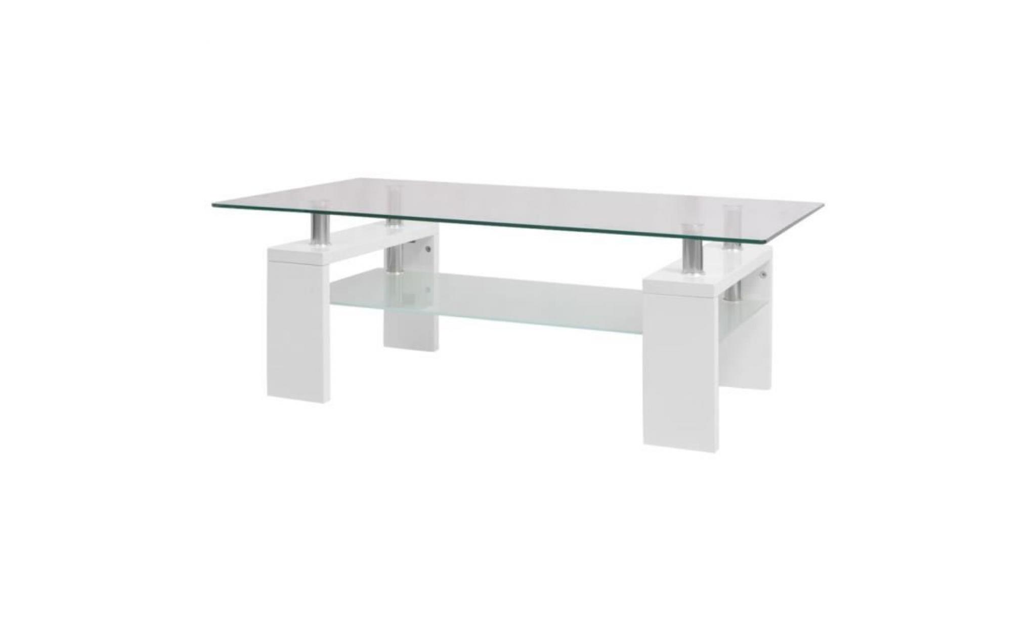 table basse haute brillance avec étagère inférieure 110x60x40cm pas cher