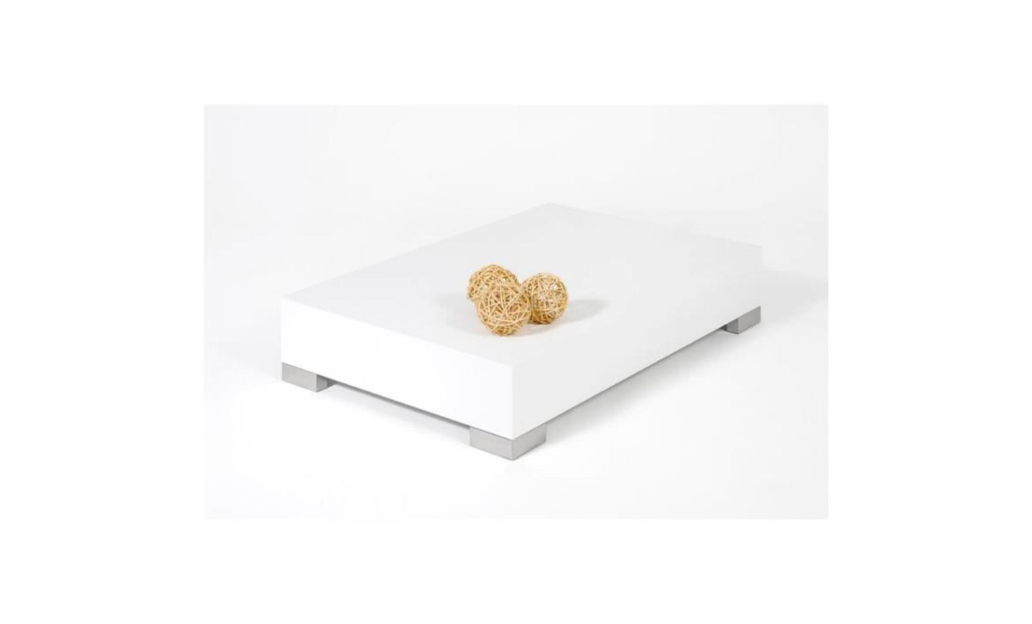 mobilifiver table basse, icube 90, frêne blanc, 90 x 60 x 18 cm, mélaminé/acier inox satiné, made in italy