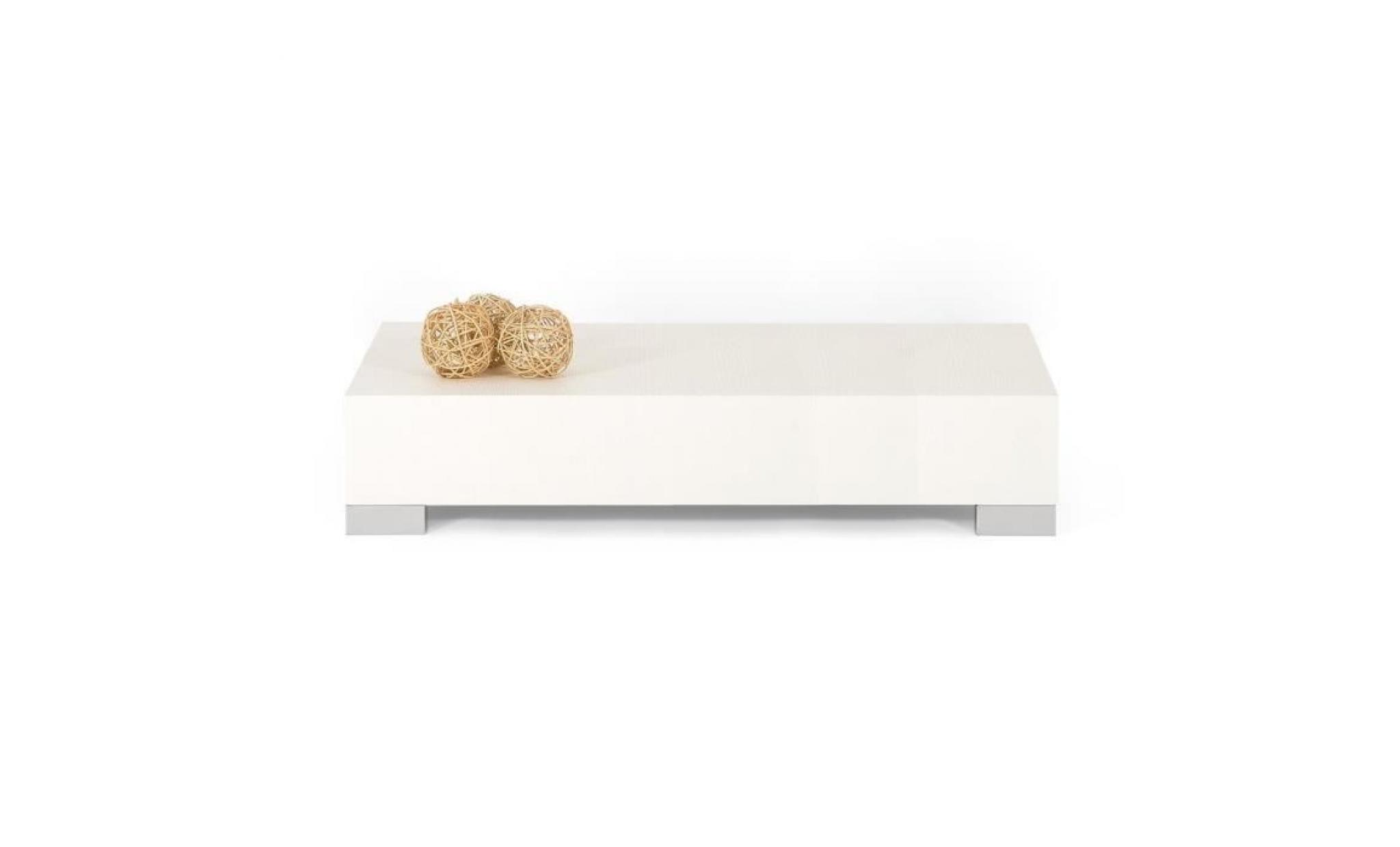 mobilifiver table basse, icube 90, frêne blanc, 90 x 60 x 18 cm, mélaminé/acier inox satiné, made in italy pas cher