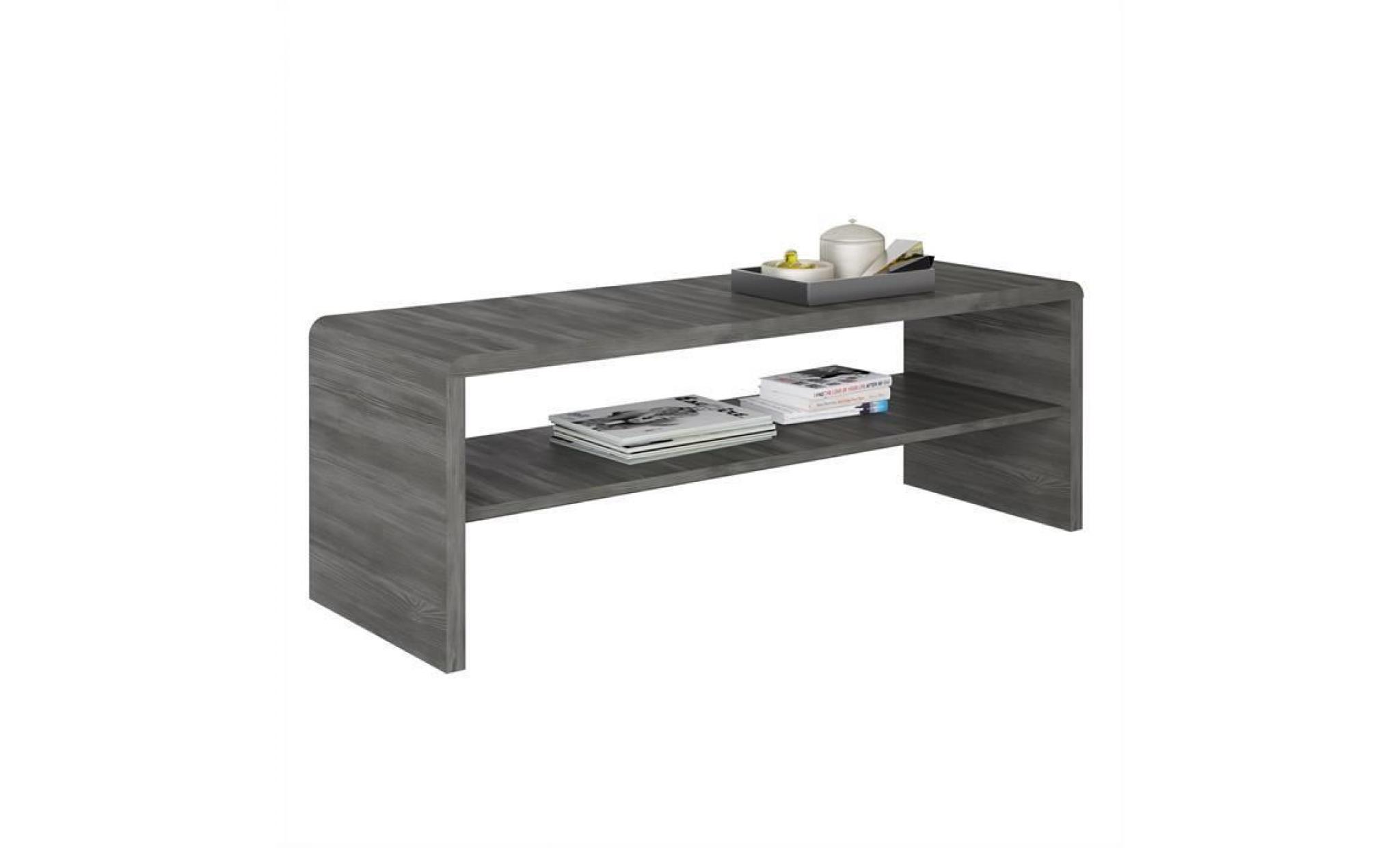meuble tv louna table basse de salon en mélaminé décor gris cendré