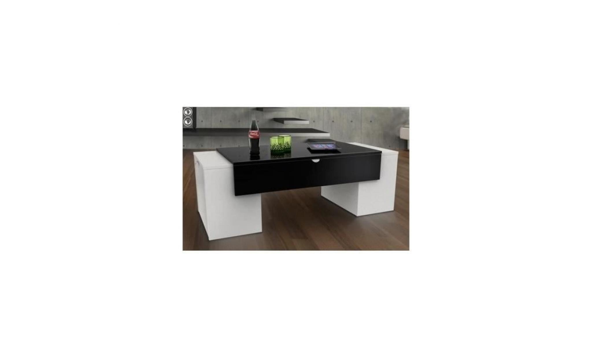 table basse luck ultra design et modulable. table basse noire et blanche avec une finition haute brillance