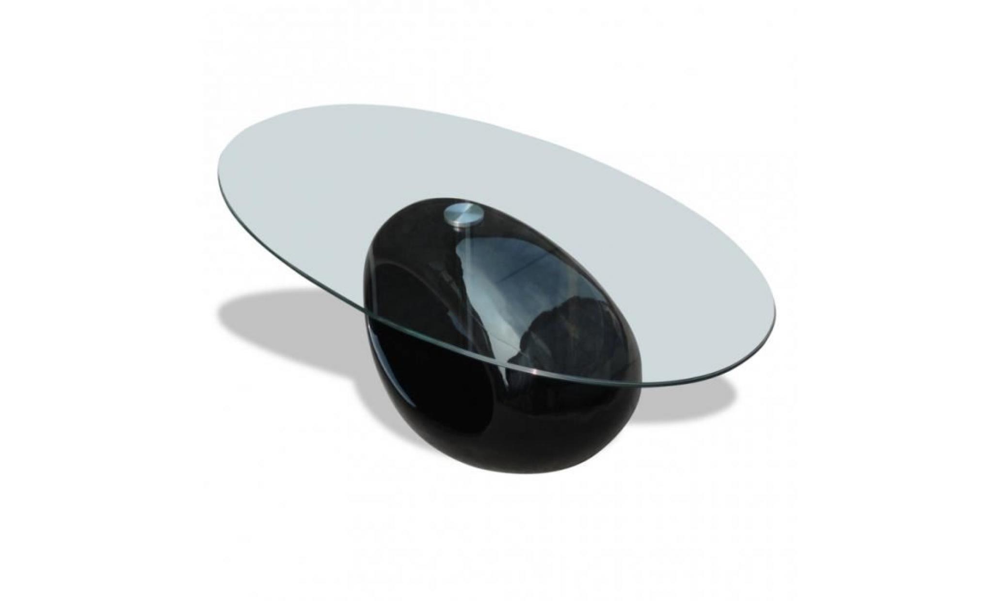table basse moderne en verre pied noir pas cher