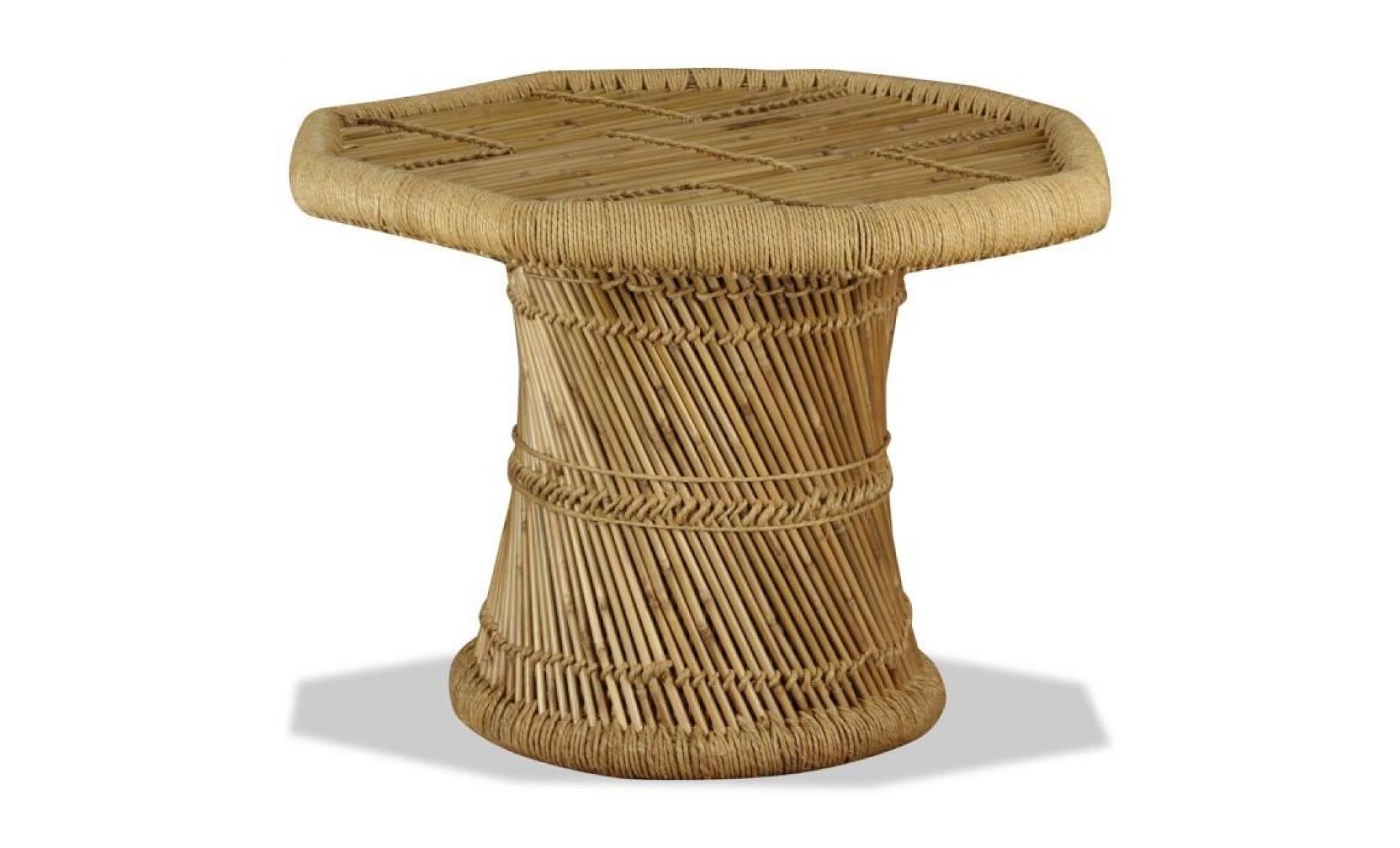 table basse octogonale bambou 60 x 60 x 45 cm style pastoral table basse de salon jardin pas cher