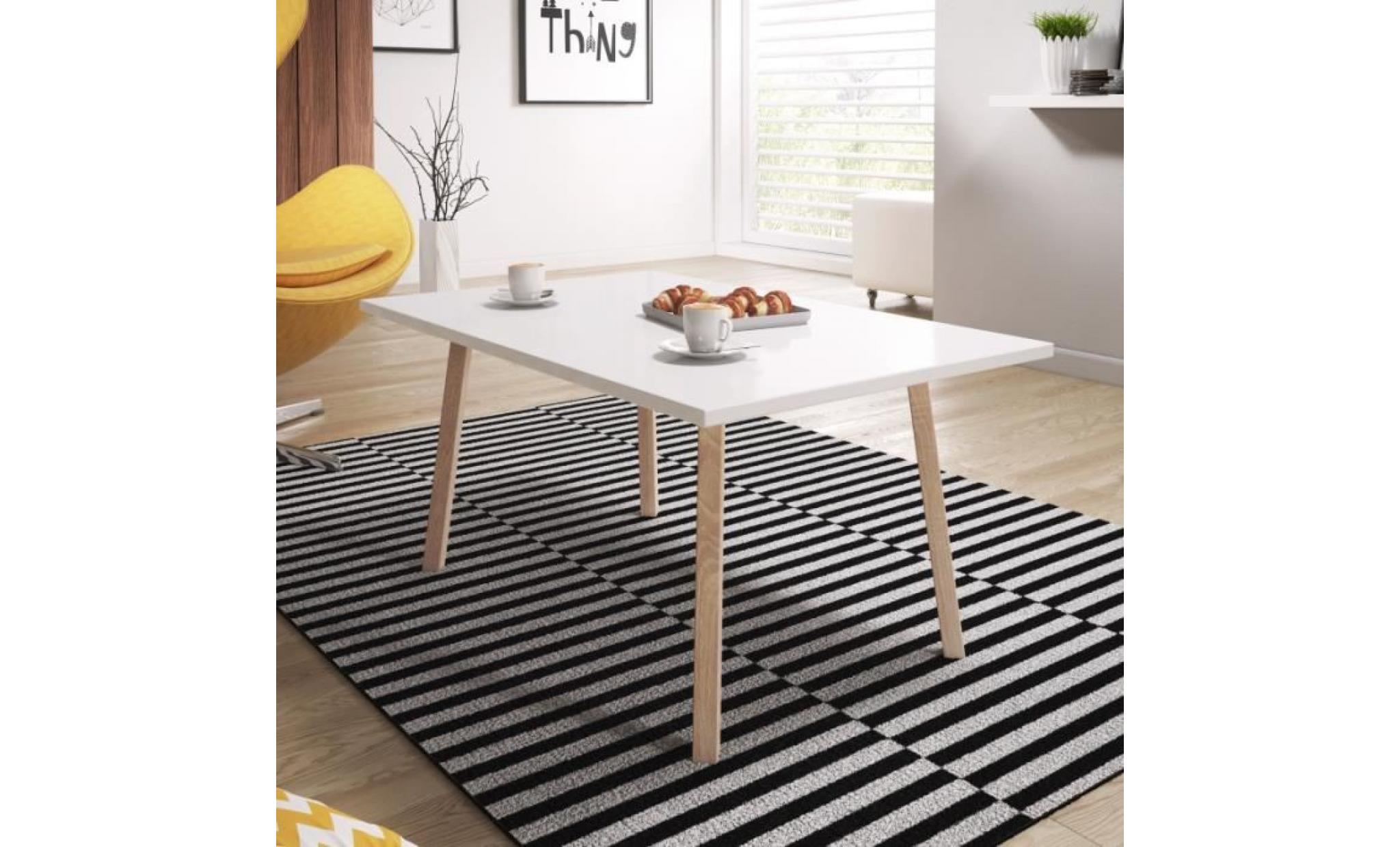 table basse / table scandinave   passa   80 cm   blanc mat   pieds en bois de hêtre   style scandinave   style minimaliste