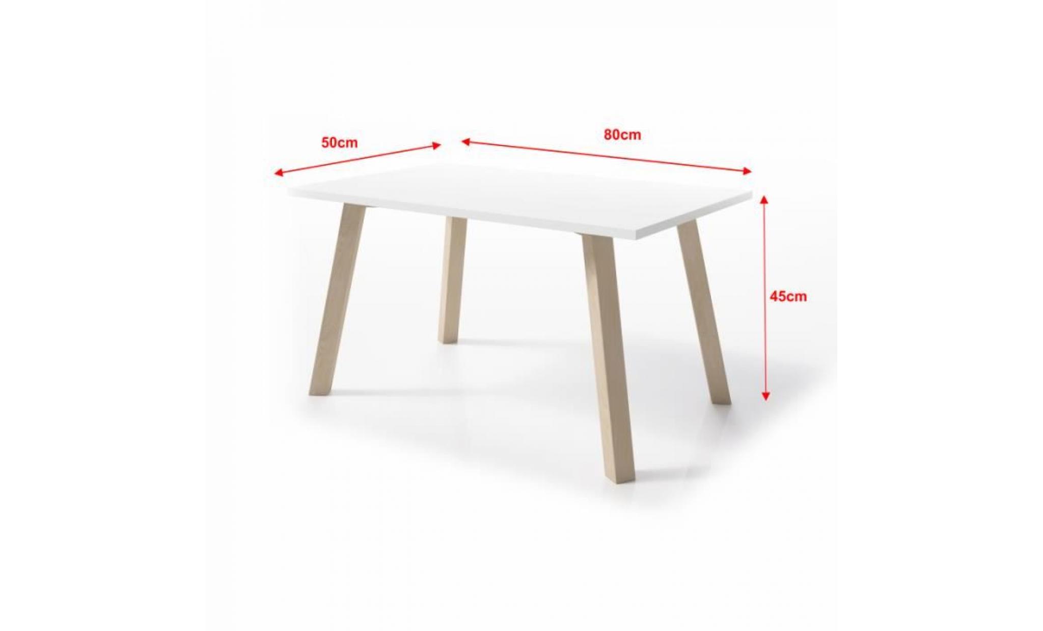 table basse / table scandinave   passa   80 cm   blanc mat   pieds en bois de hêtre   style scandinave   style minimaliste pas cher