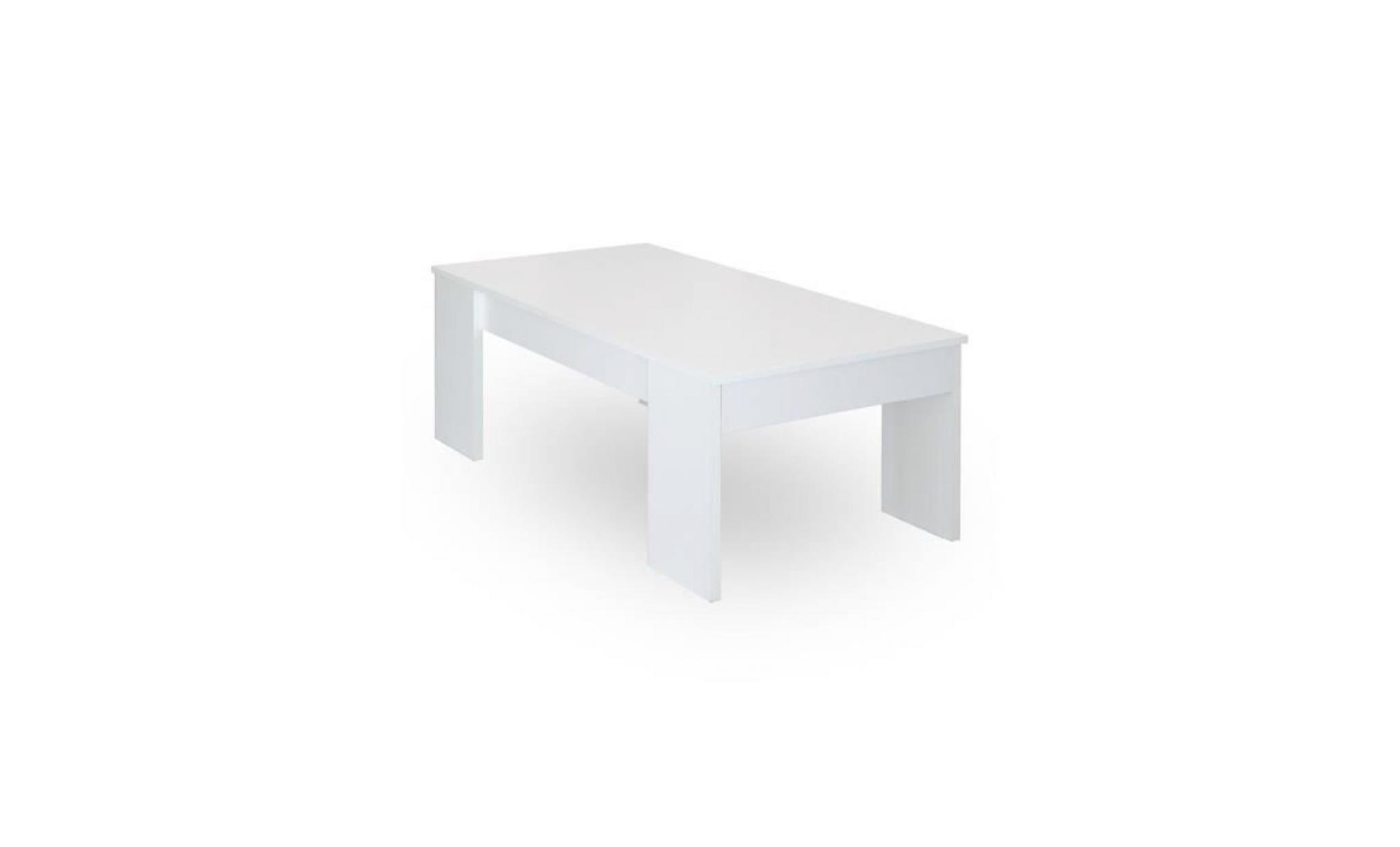 table basse blanche l120 x l60 cm plateau relevable avec rangement gotham pas cher