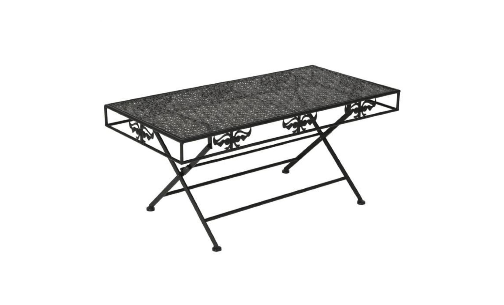 table basse pliante style vintage métal 100 x 50 x 45 cm noir