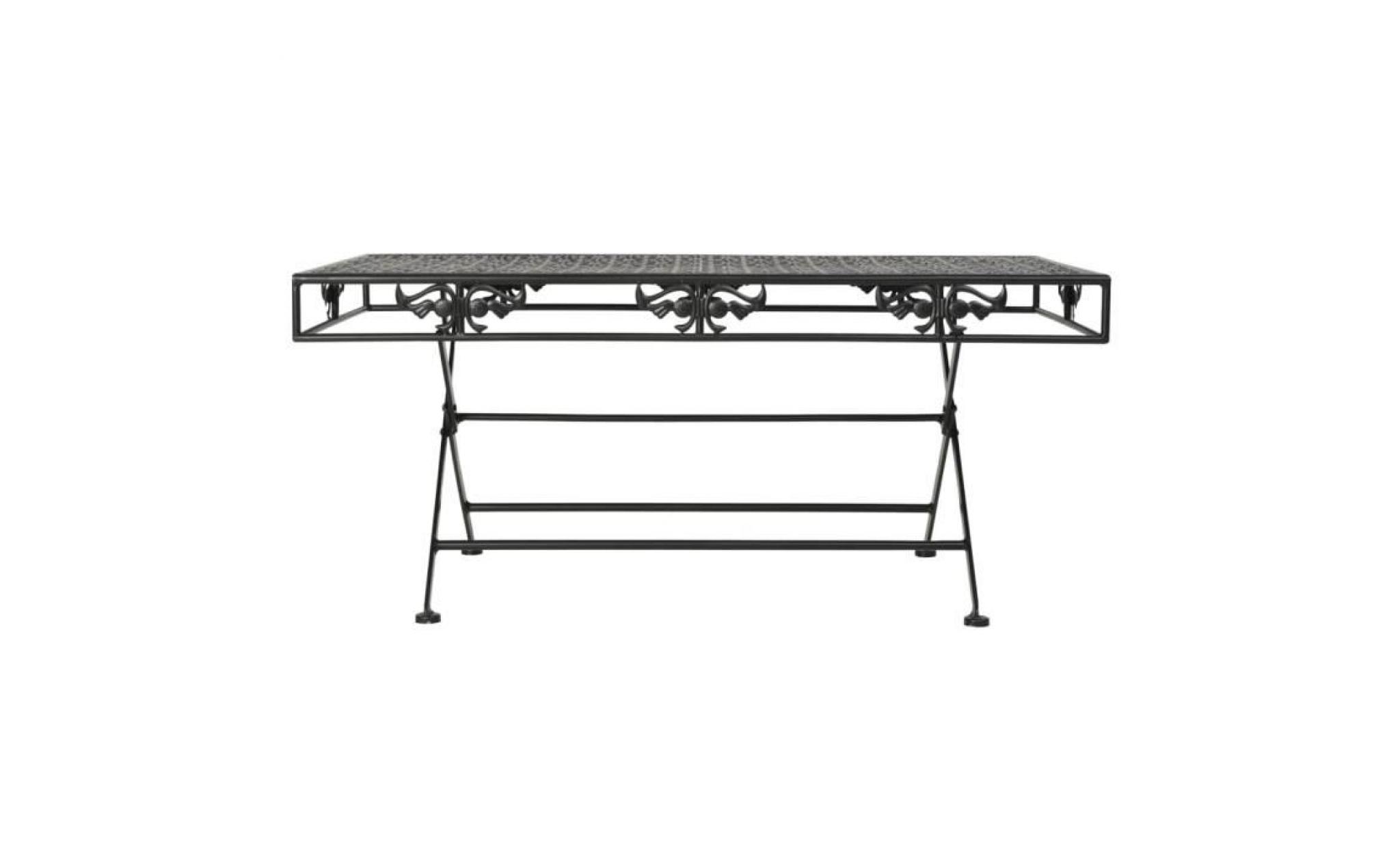 table basse pliante style vintage métal 100 x 50 x 45 cm noir pas cher