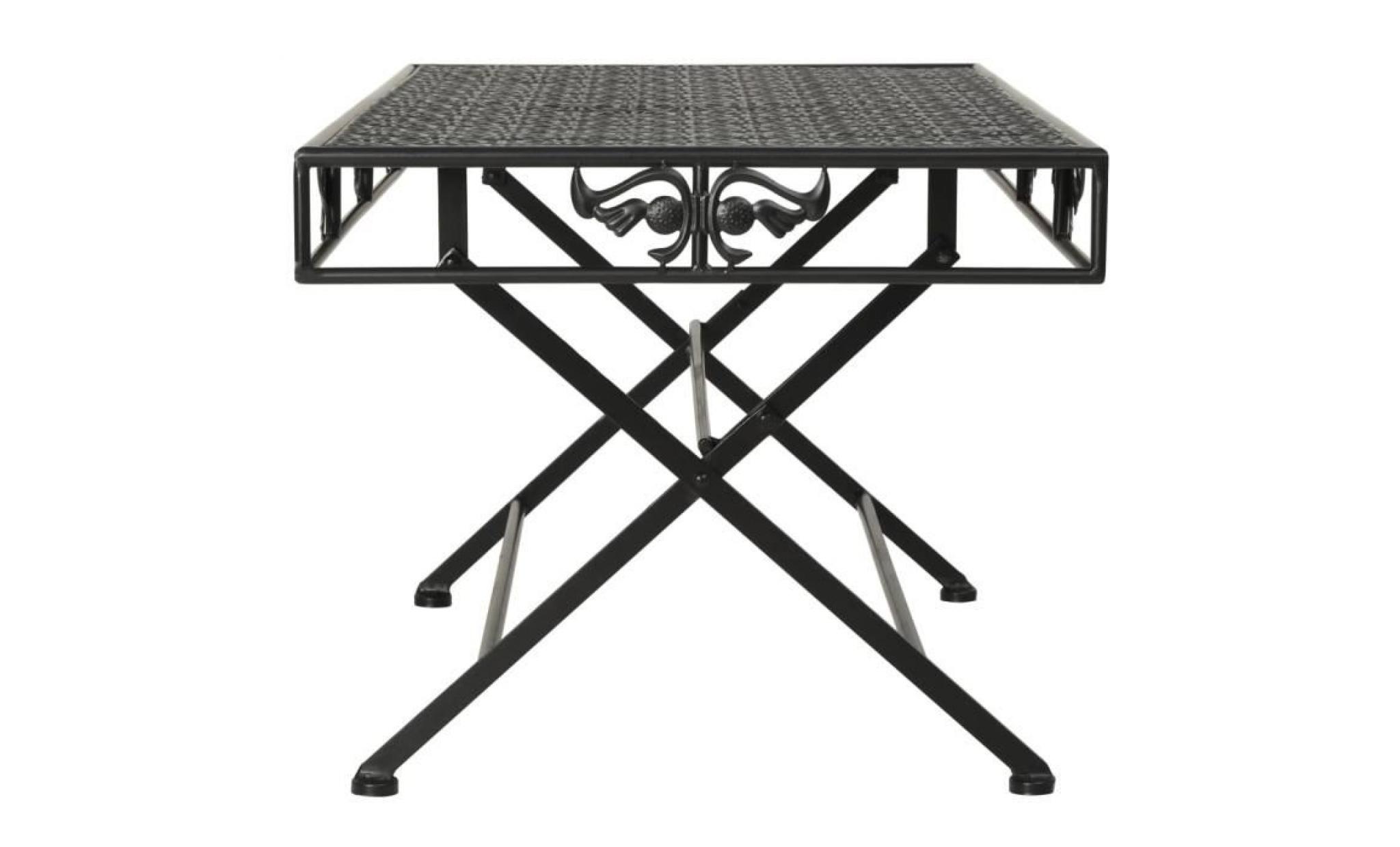 table basse pliante style vintage métal 100 x 50 x 45 cm noir pas cher