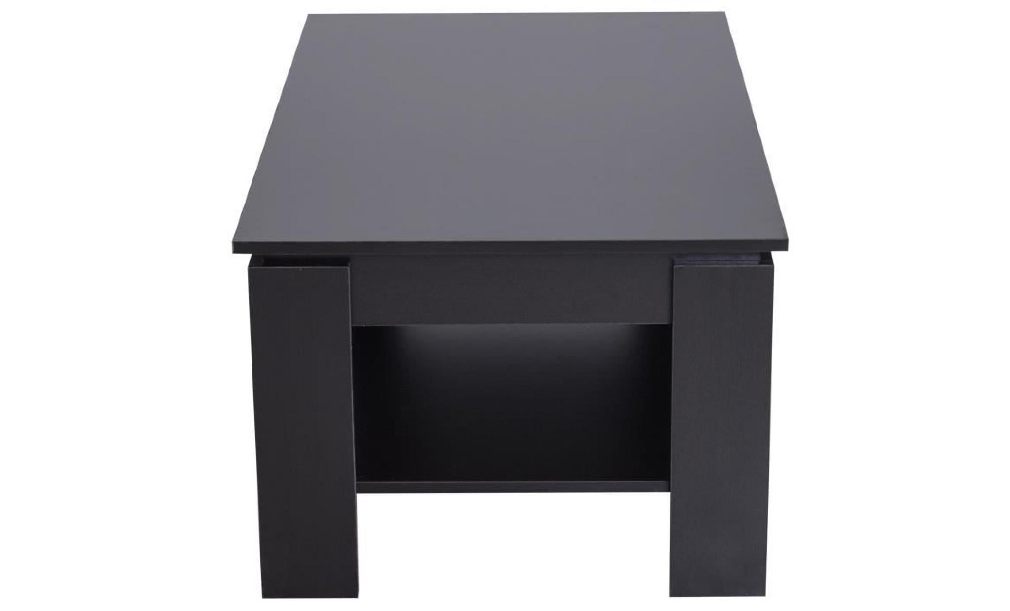 table basse rectangulaire design contemporain avec étagère dim. 110l x 65l x 47h cm panneaux particules noir 110x65x47cm noir pas cher