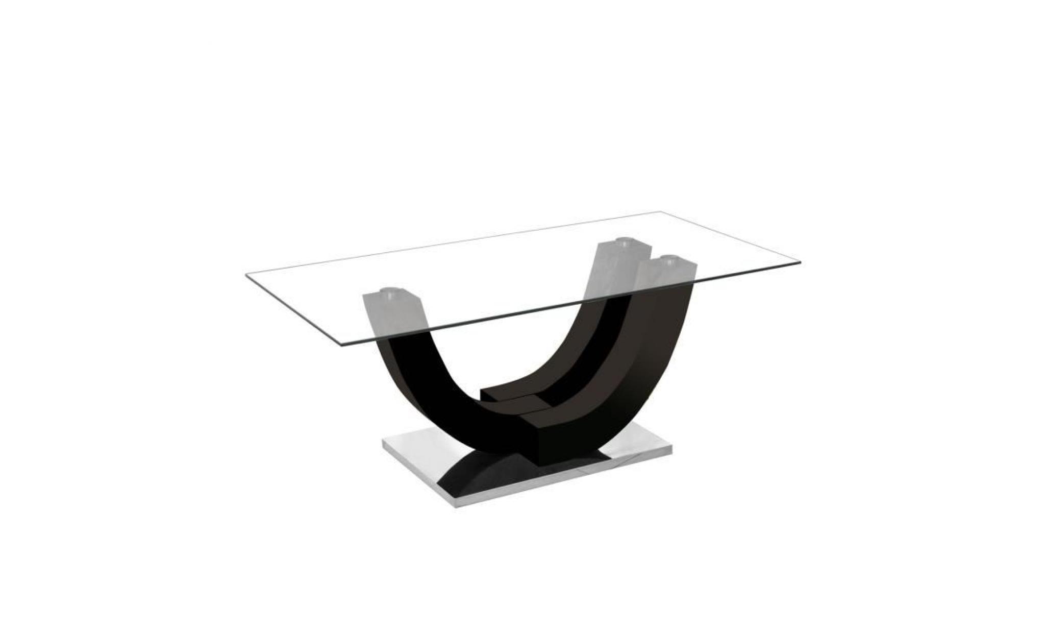 table basse rectangulaire design en verre vara noir laqué