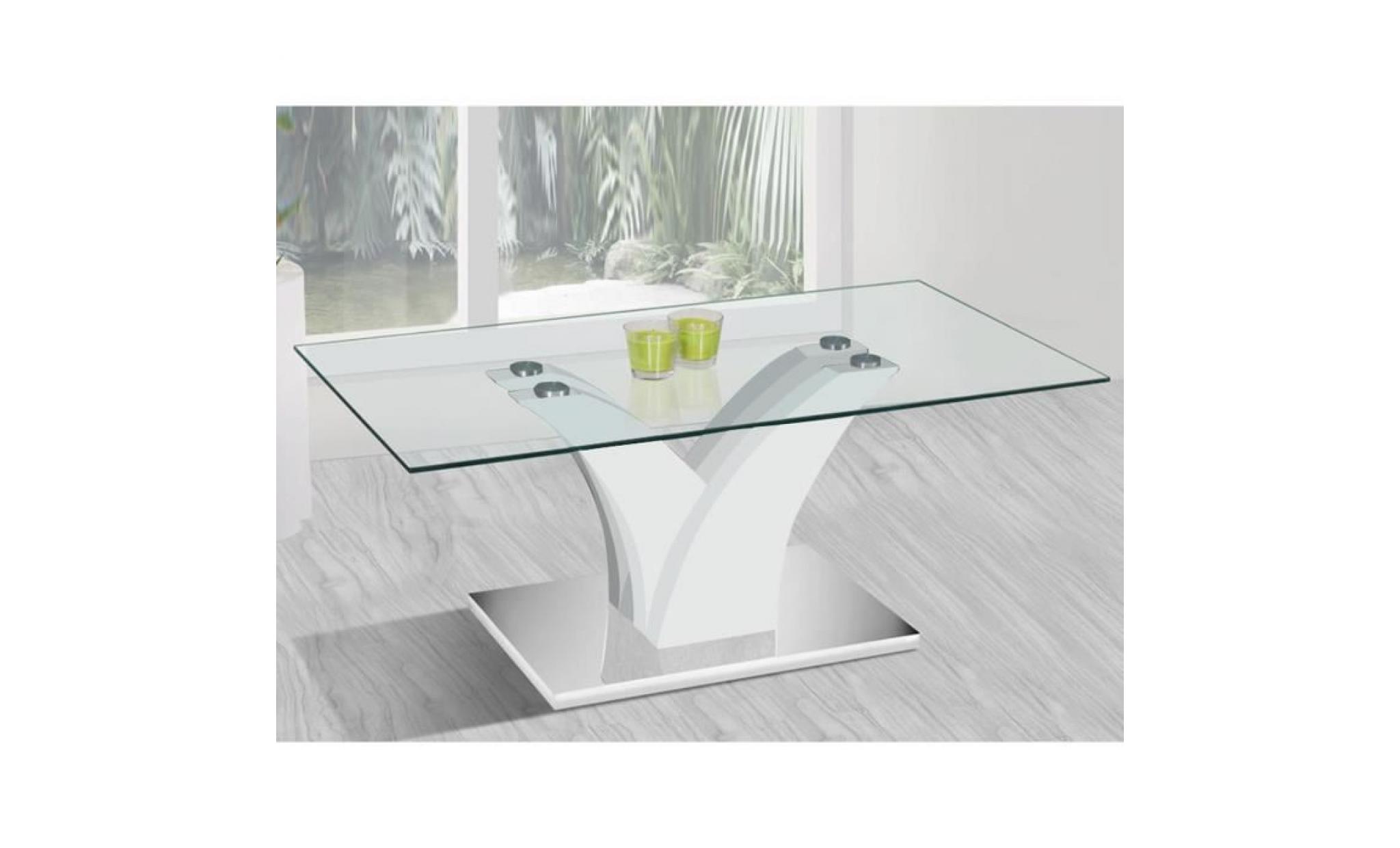 table basse rectangulaire design en verre verga blanc laqué