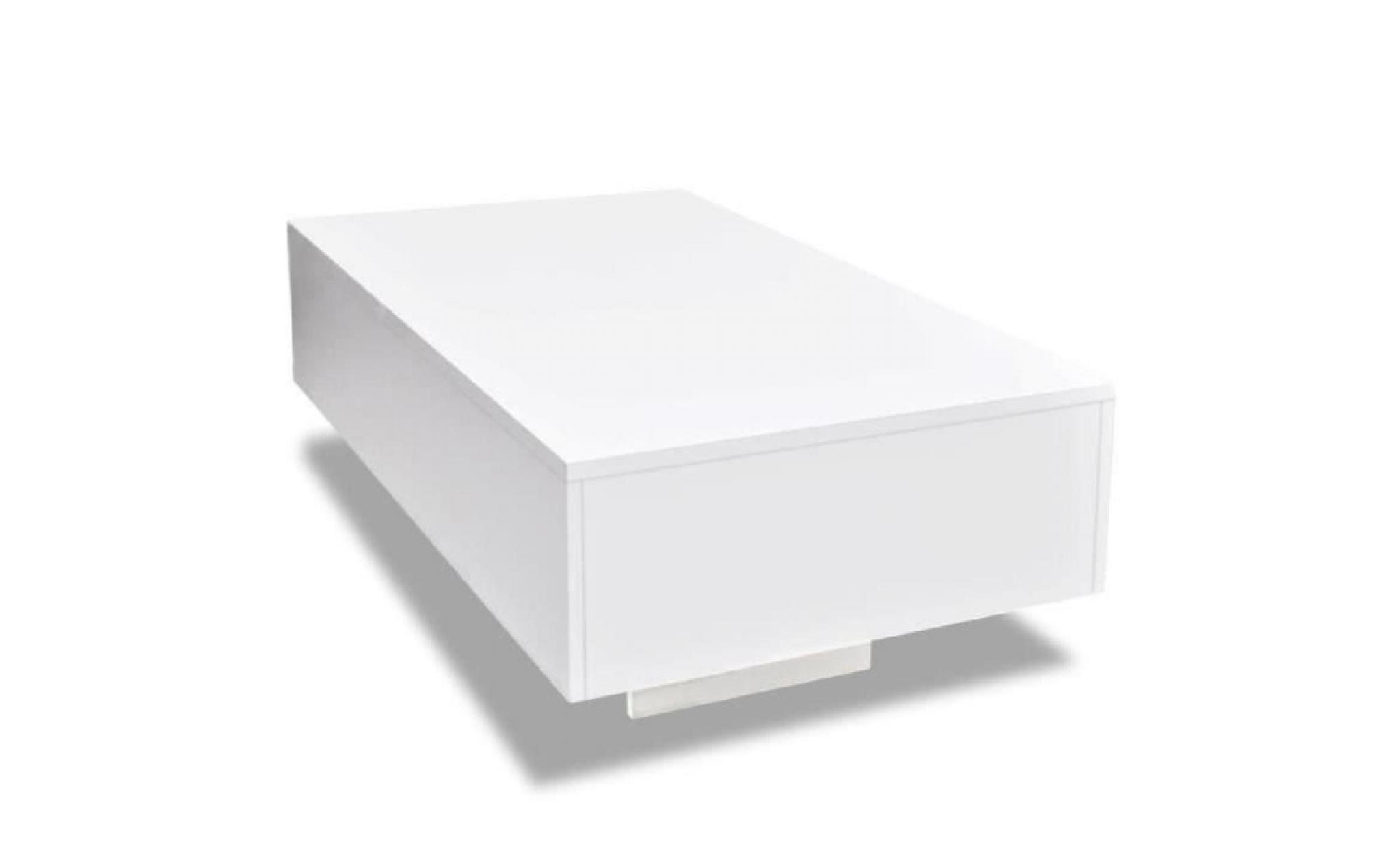 table basse rectangulaire en mdf haute brillance blanc 85 x 55 x 31 cm meuble de salon bureau