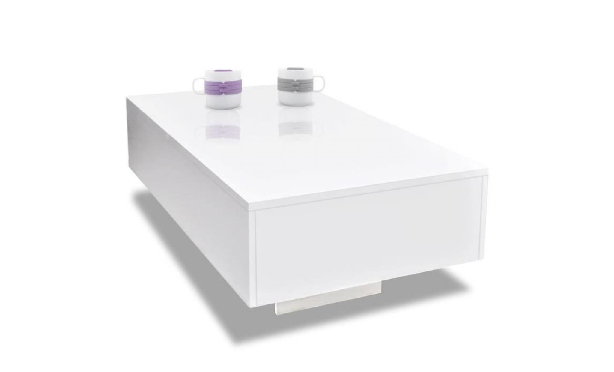 table basse rectangulaire en mdf haute brillance blanc 85 x 55 x 31 cm meuble de salon bureau pas cher