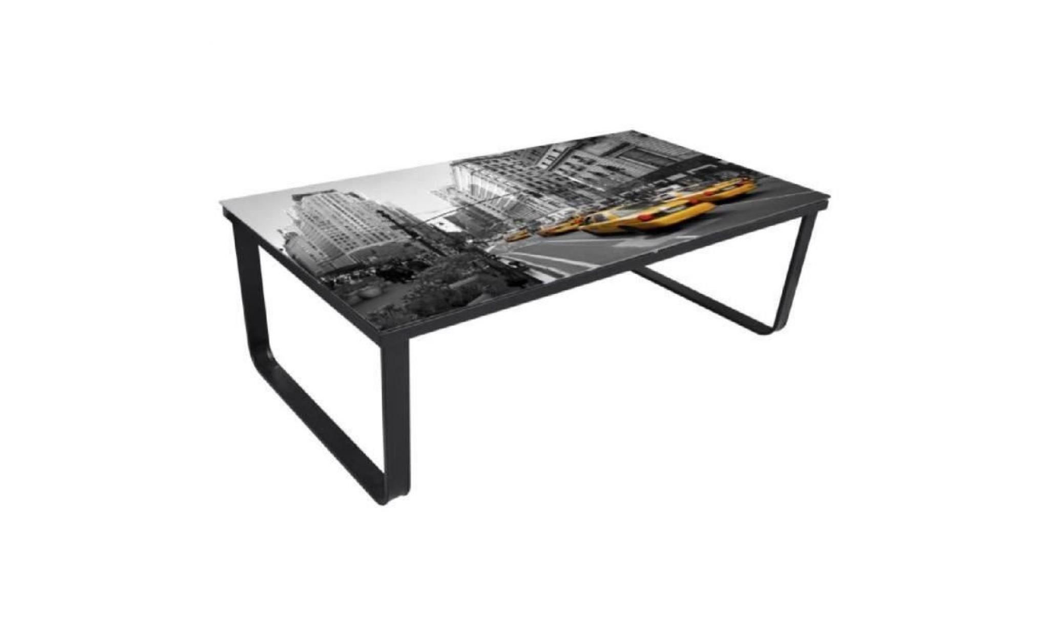 table basse rectangulaire en verre imprimé design unique moderne pour salon stable haute qualité