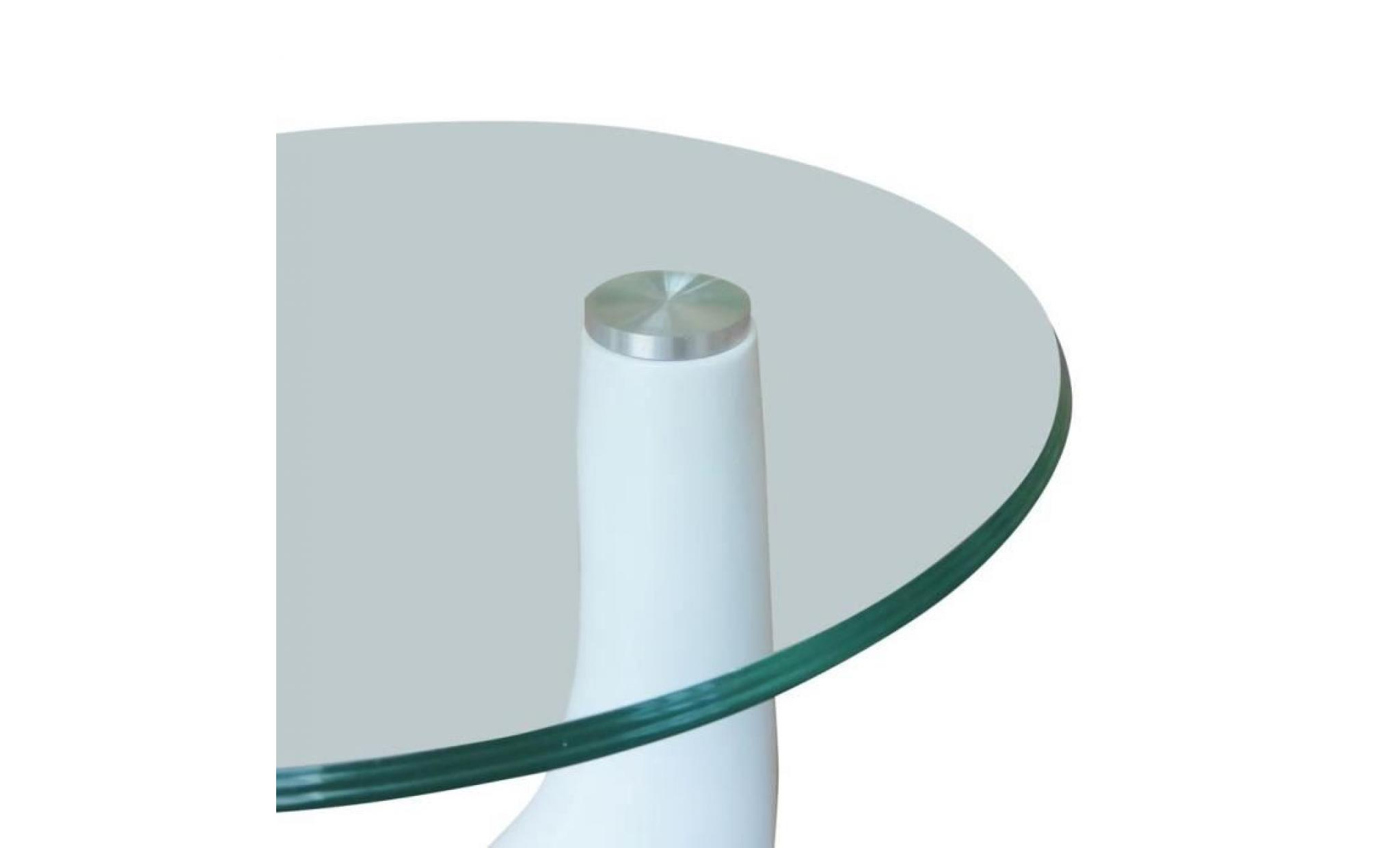 table basse ronde avec dessus de table en verre rond blanc brillant table basse de salon chambre jardin pas cher