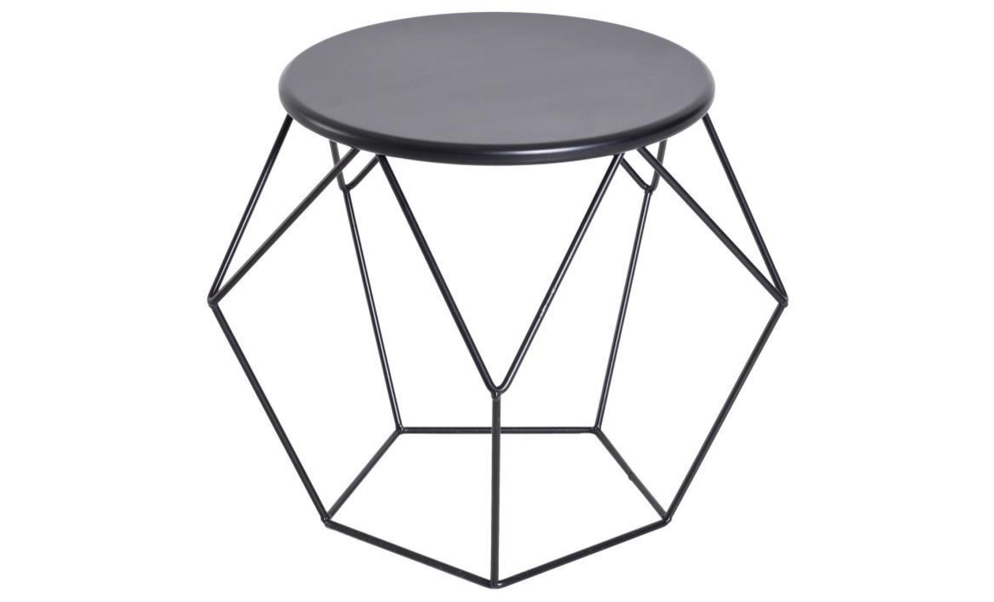 table basse ronde design industriel néo rétro dim. 54l x 54l x 44h cm plateau Ø 40 cm acier noir 54x54x44cm noir