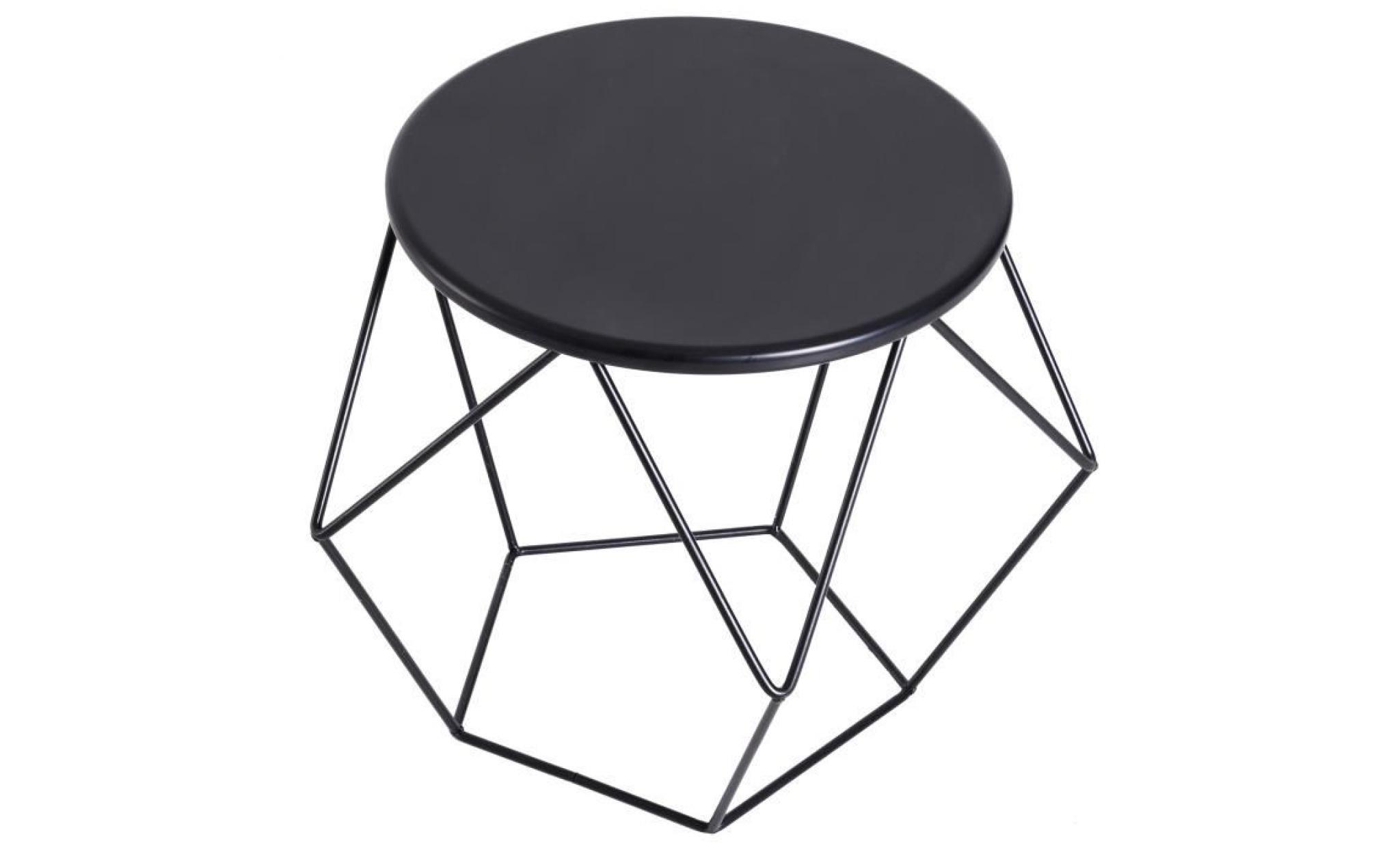 table basse ronde design industriel néo rétro dim. 54l x 54l x 44h cm plateau Ø 40 cm acier noir 54x54x44cm noir pas cher