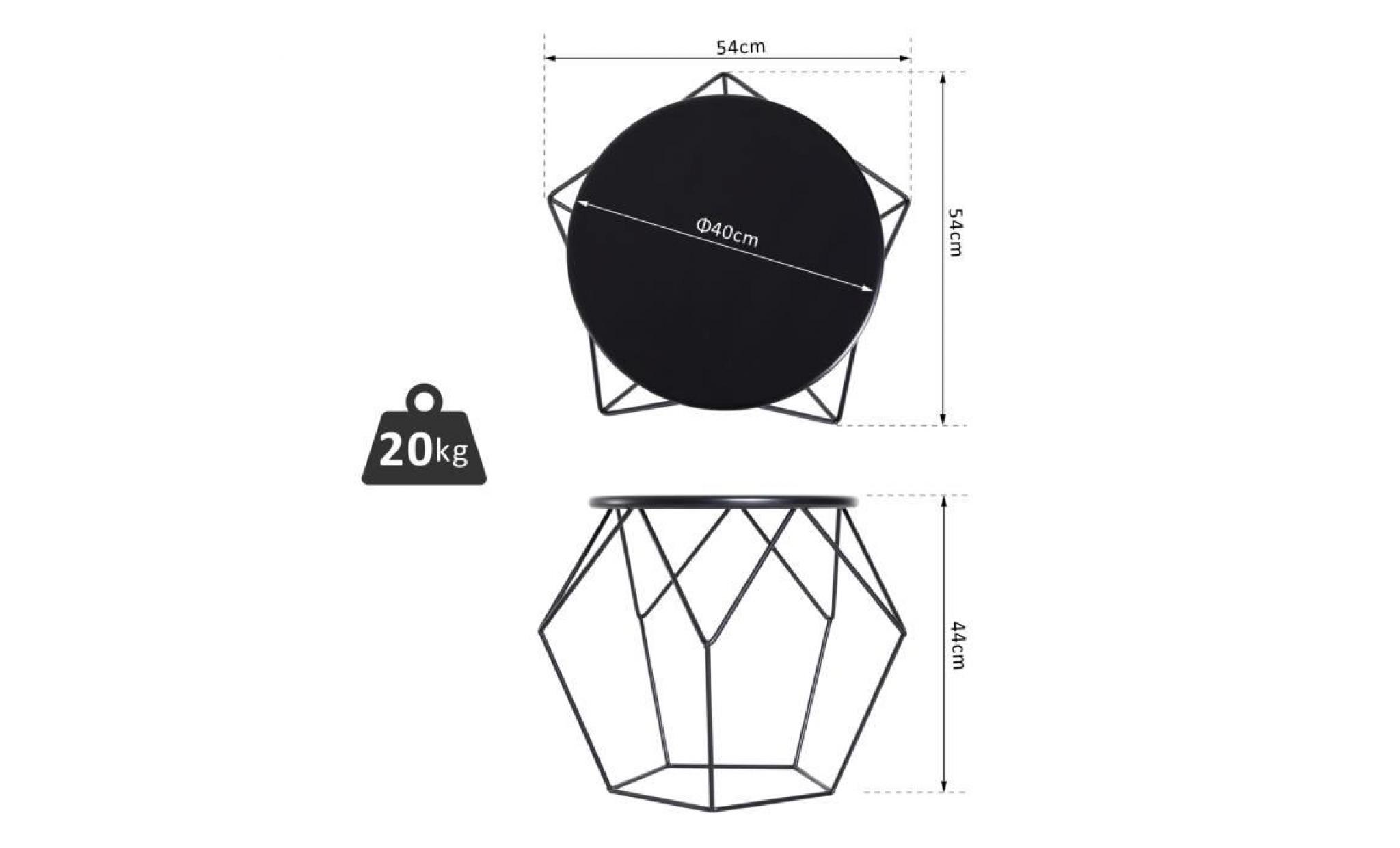 table basse ronde design industriel néo rétro dim. 54l x 54l x 44h cm plateau Ø 40 cm acier noir 54x54x44cm noir pas cher
