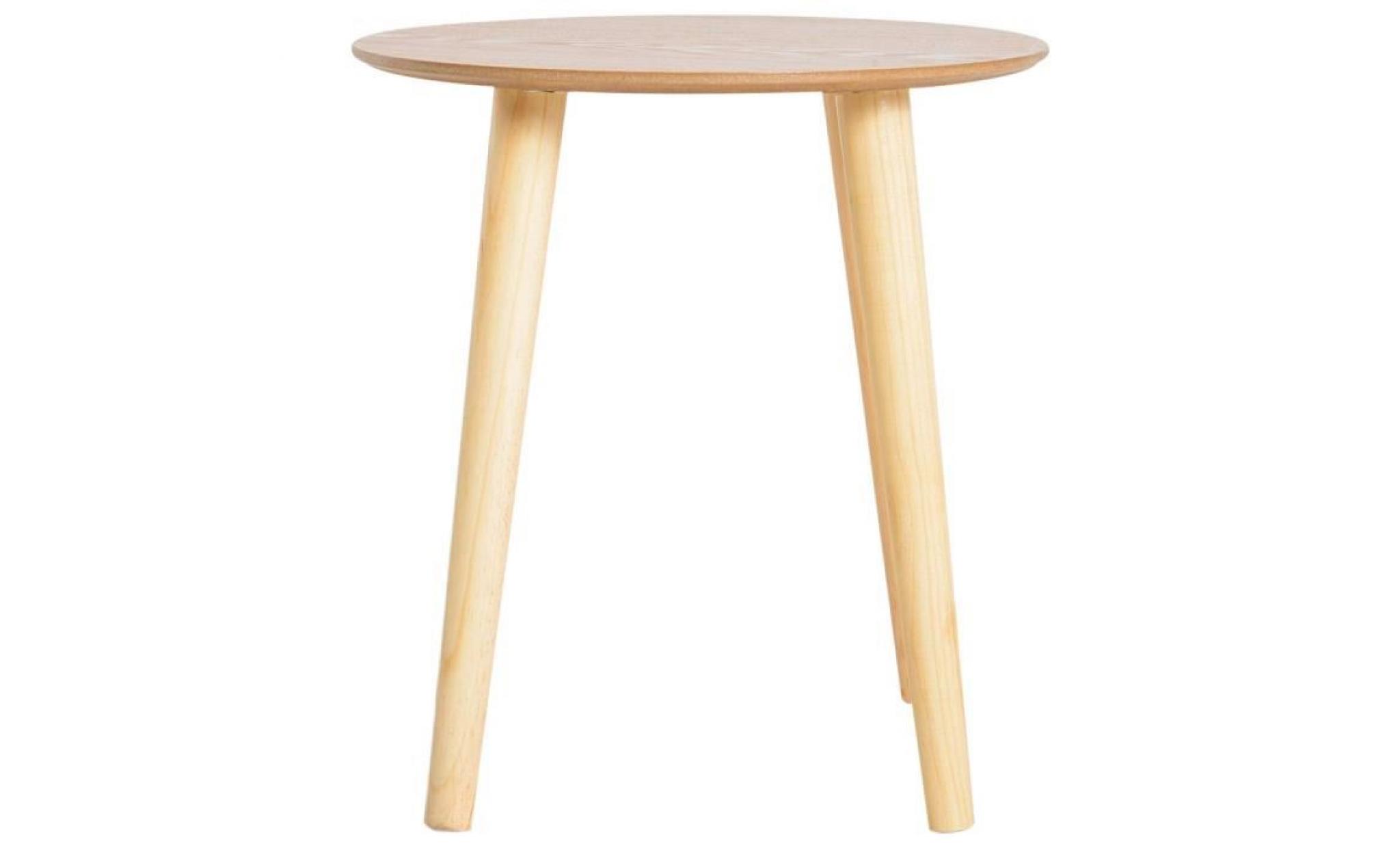 table basse ronde design scandinave Ø 59 x 50h cm bois massif pin mdf coloris bois de hêtre 59x59x50cm beige pas cher