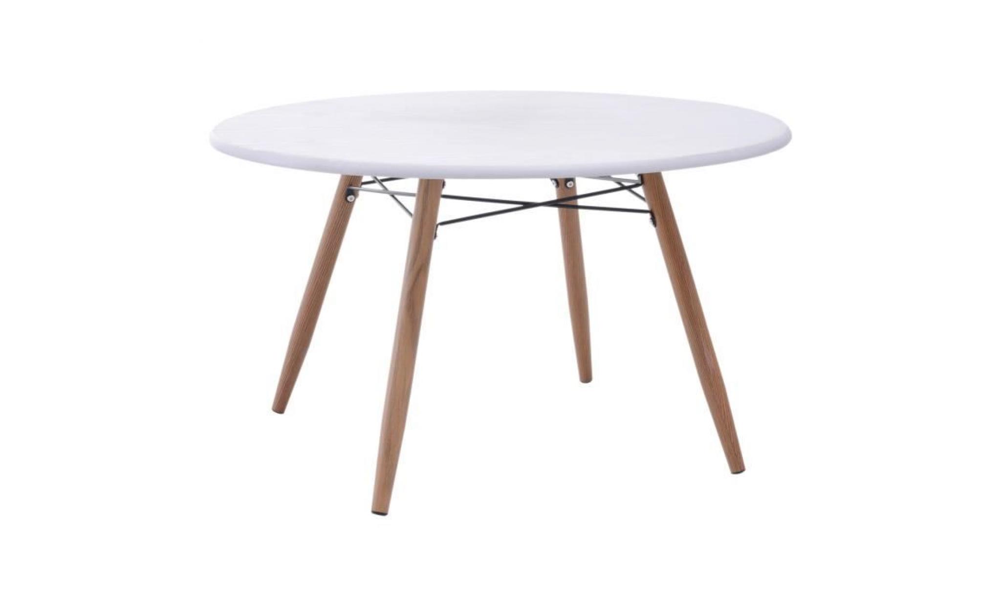 table basse ronde design scandinave Ø 80 x 45h cm métal mdf bois et blanc 80x80x45cm blanc