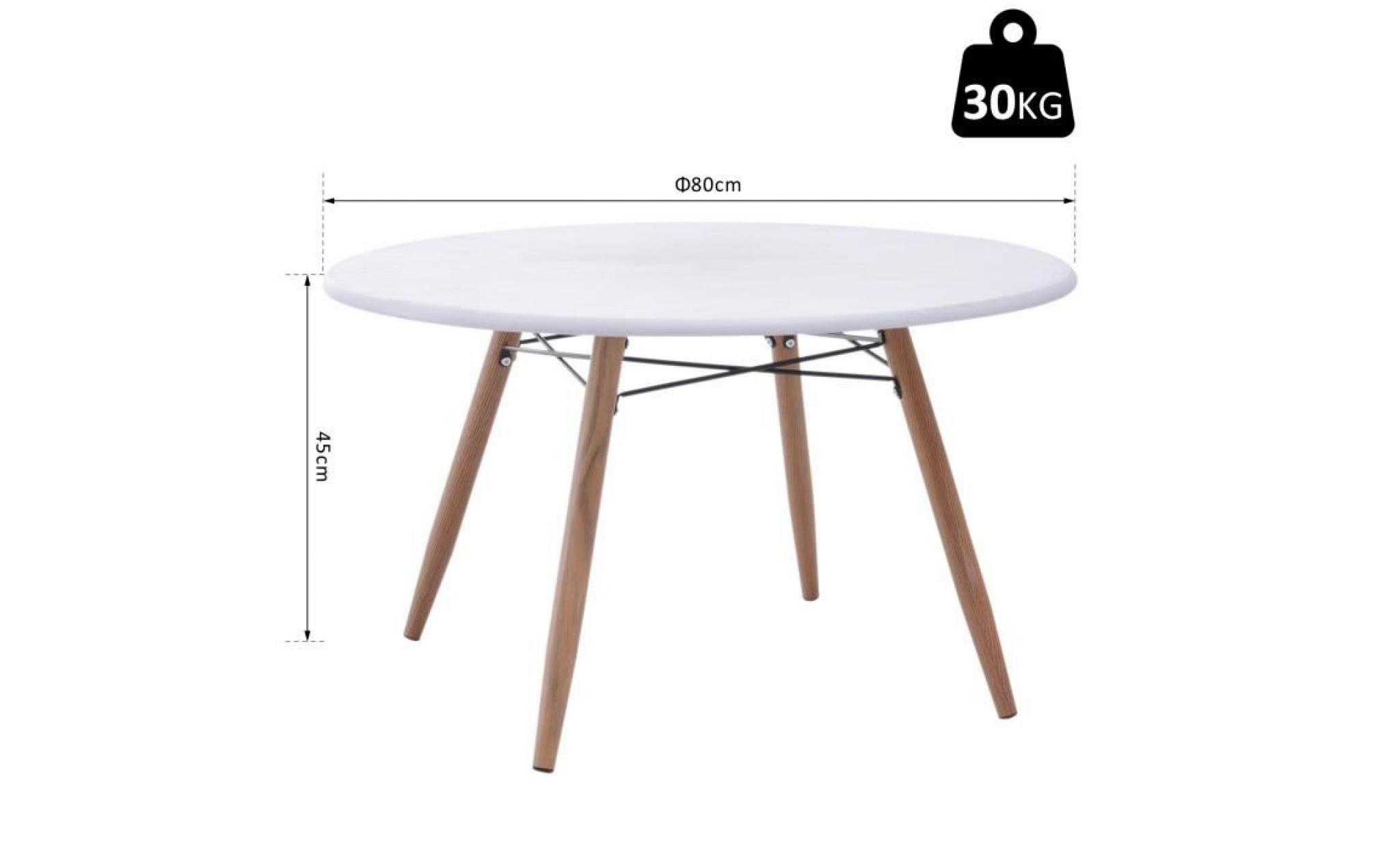table basse ronde design scandinave Ø 80 x 45h cm métal mdf bois et blanc 80x80x45cm blanc pas cher