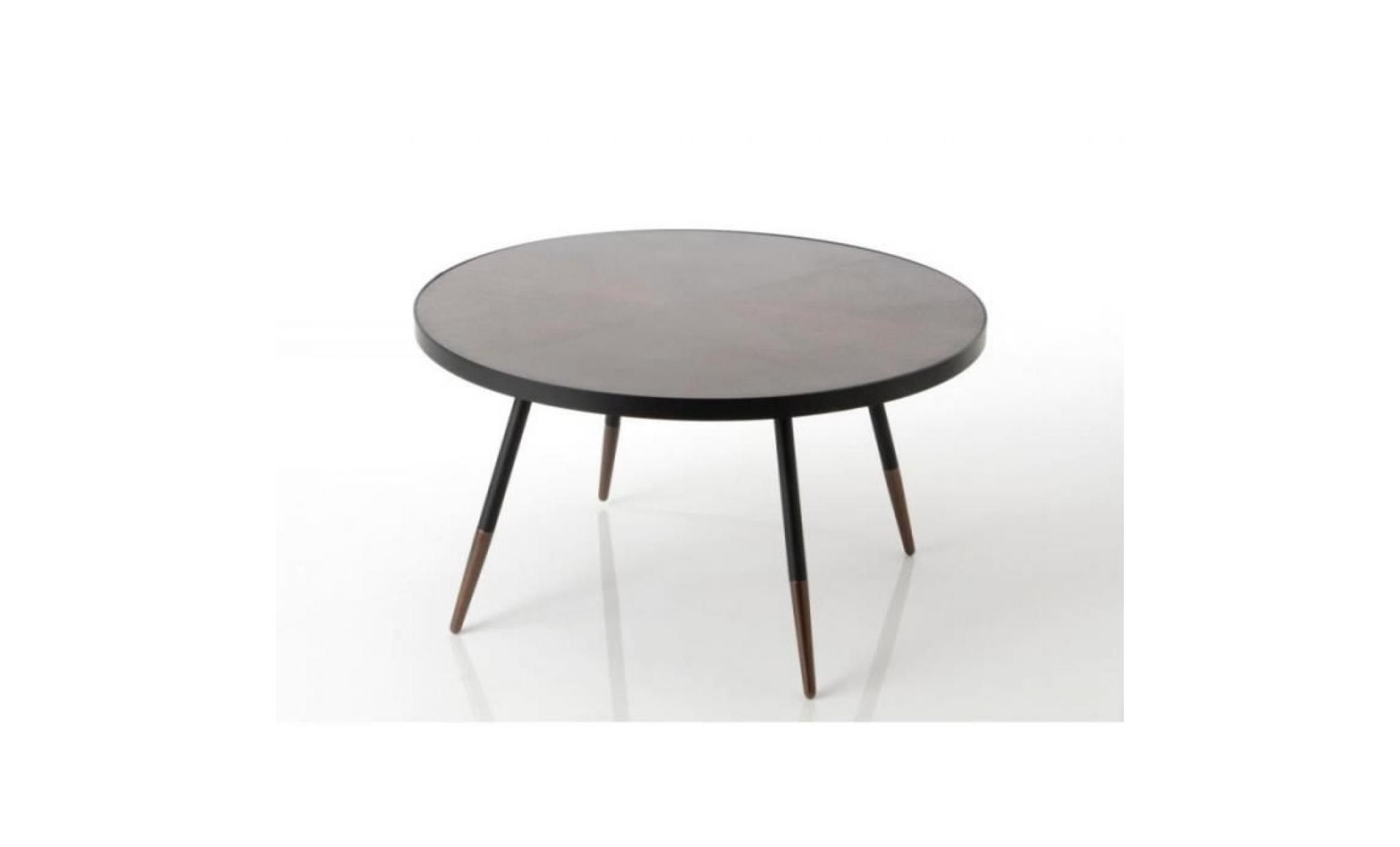 table basse ronde style art déco bois marron et noir martin noir