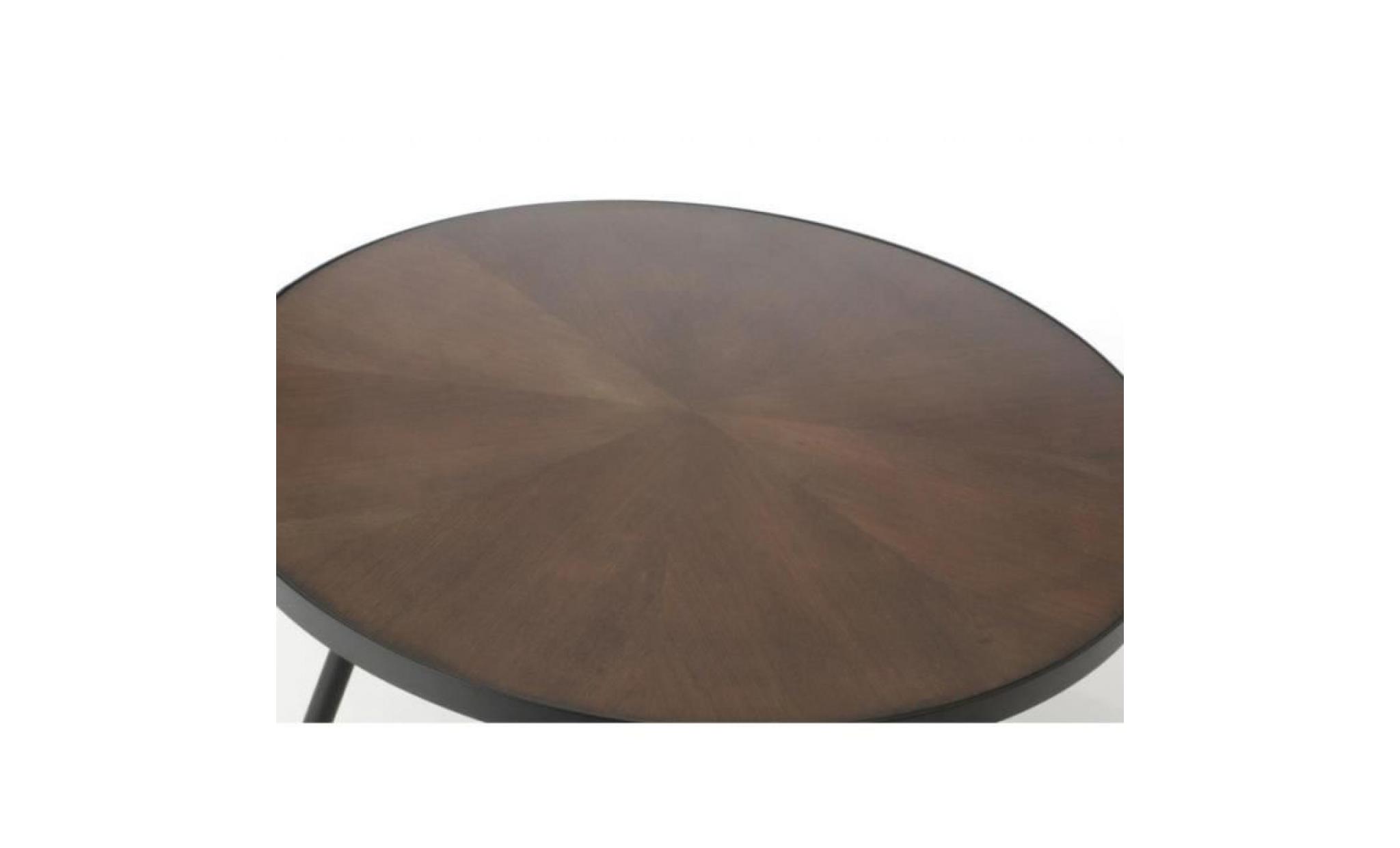 table basse ronde style art déco bois marron et noir martin noir pas cher